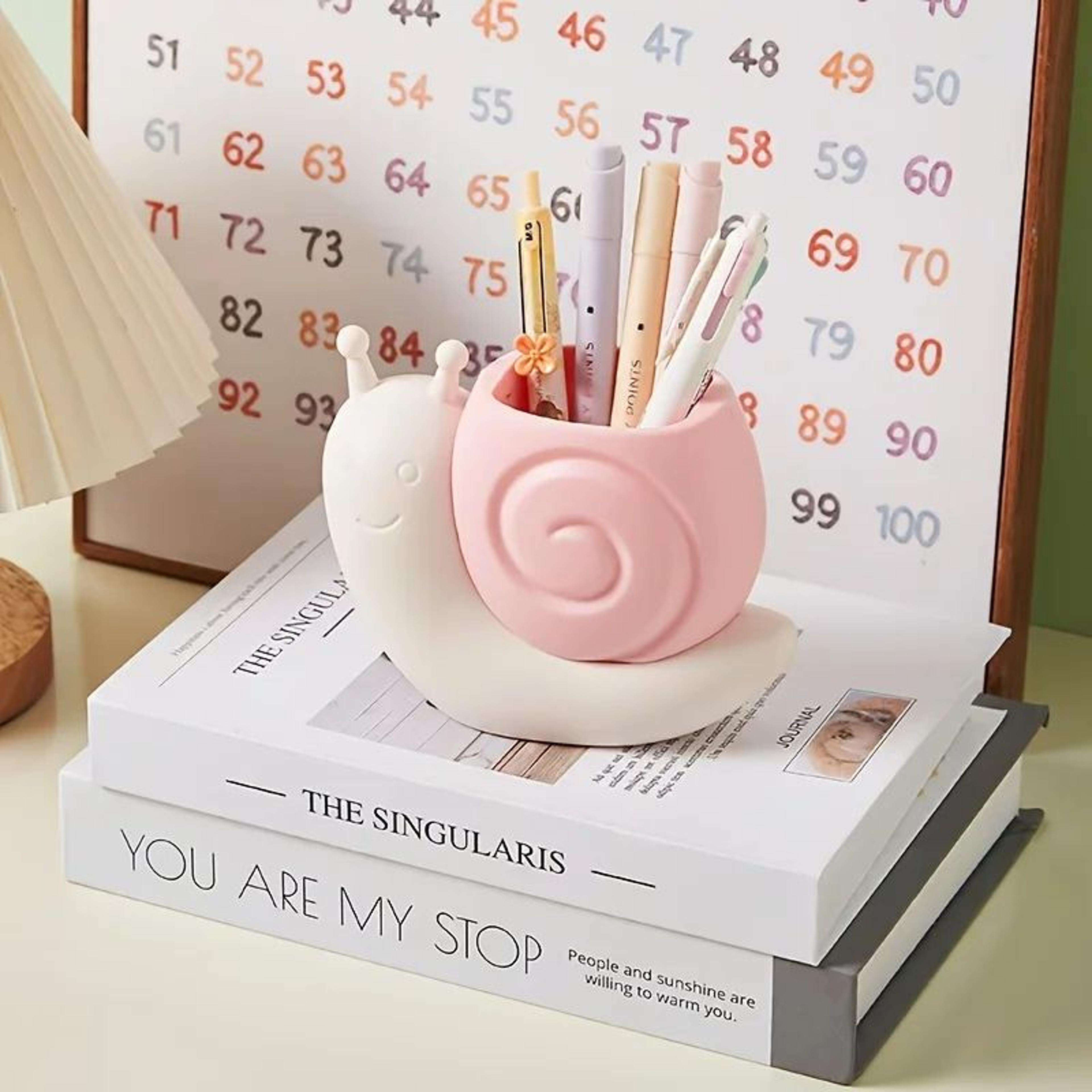 Cartoon Snail Dinosaur Pen Holder  Cute Desktop Stationery  Makeup Brush Organizer 1