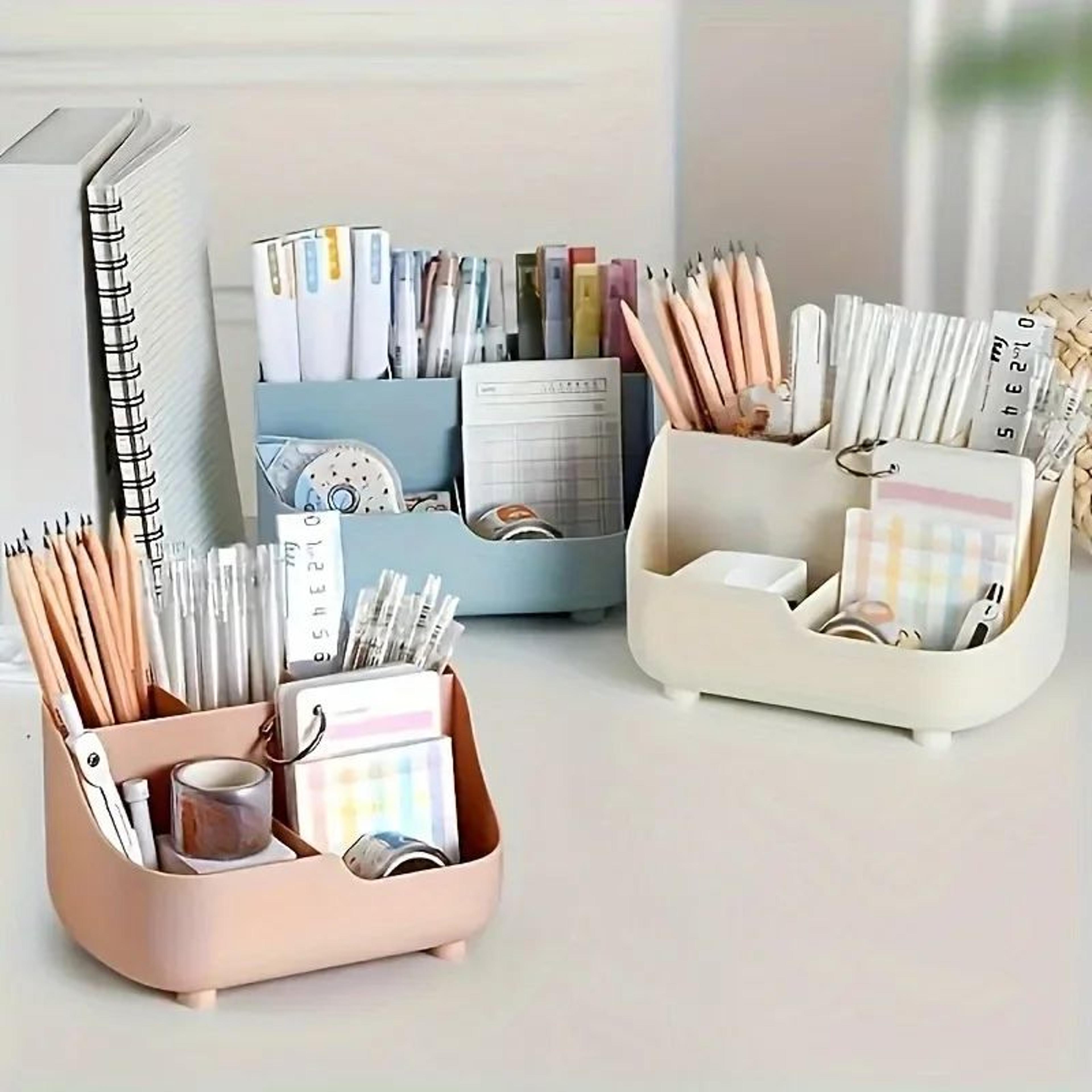 Large Capacity 5Grid Desktop Storage Box  MultiFunction Solid Color Table Organizer 0