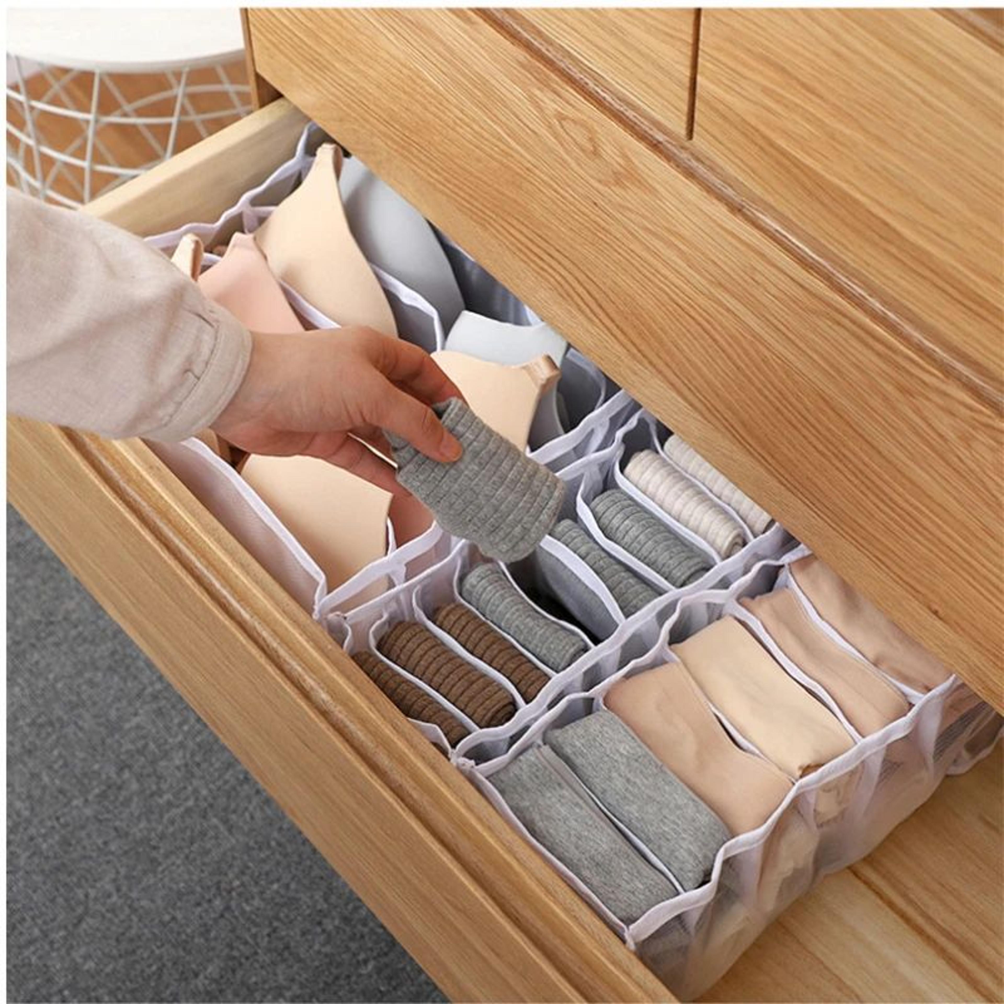 6711 Compartment Underwear Drawer Organizer  Fabric Mesh Bra Sock  Lingerie Storage Box 2