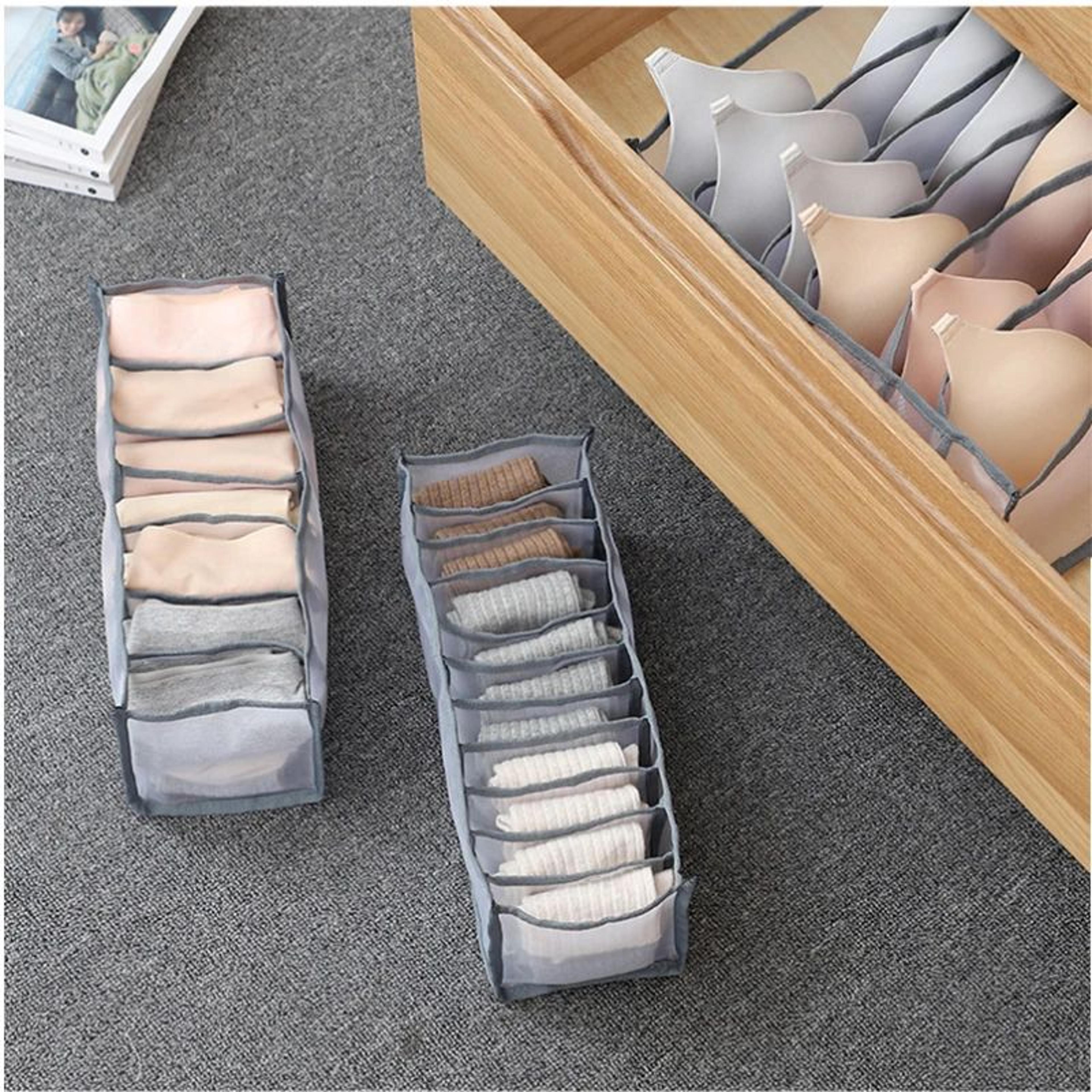6711 Compartment Underwear Drawer Organizer  Fabric Mesh Bra Sock  Lingerie Storage Box 4