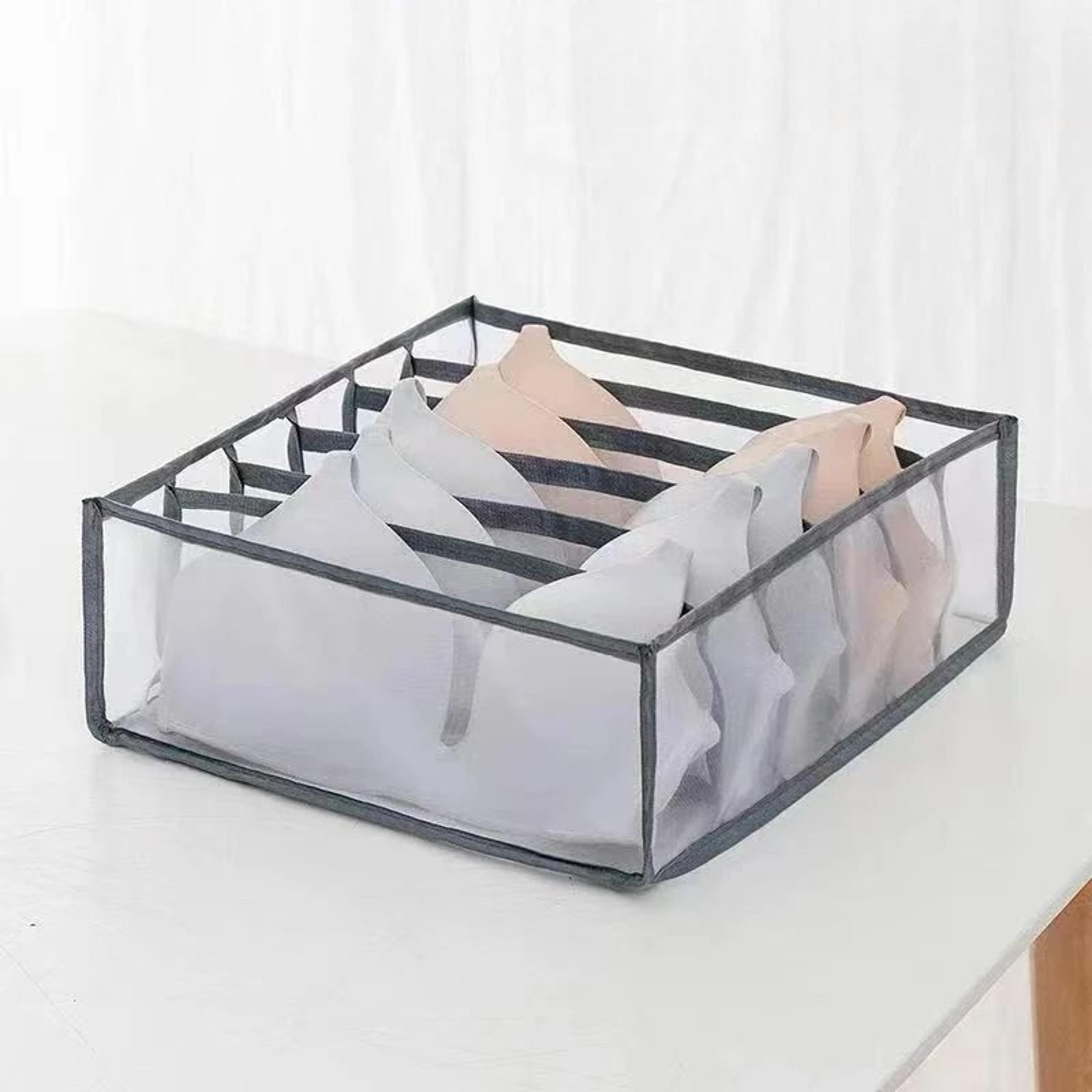 6711 Compartment Underwear Drawer Organizer  Fabric Mesh Bra Sock  Lingerie Storage Box 6