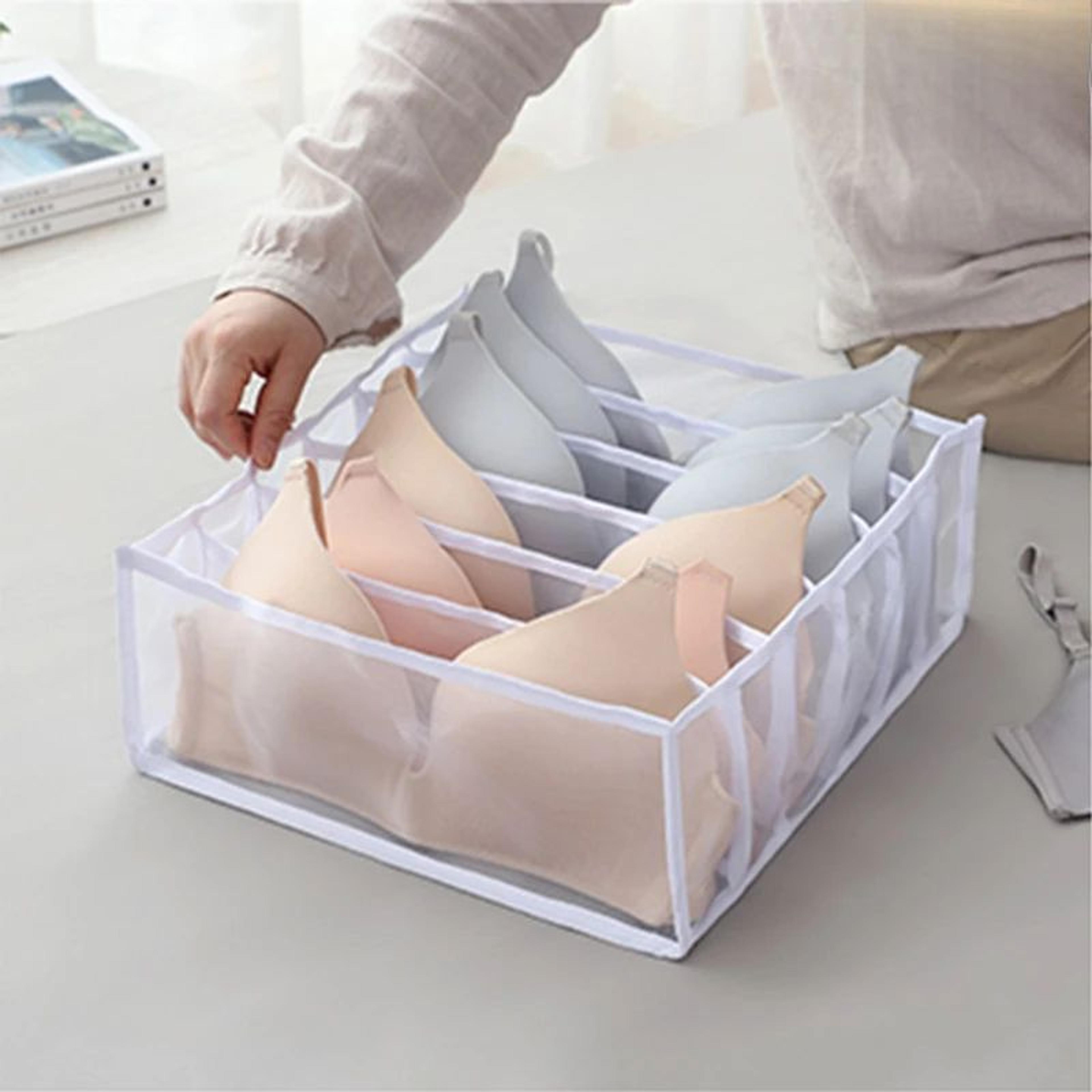 6711 Compartment Underwear Drawer Organizer  Fabric Mesh Bra Sock  Lingerie Storage Box 9