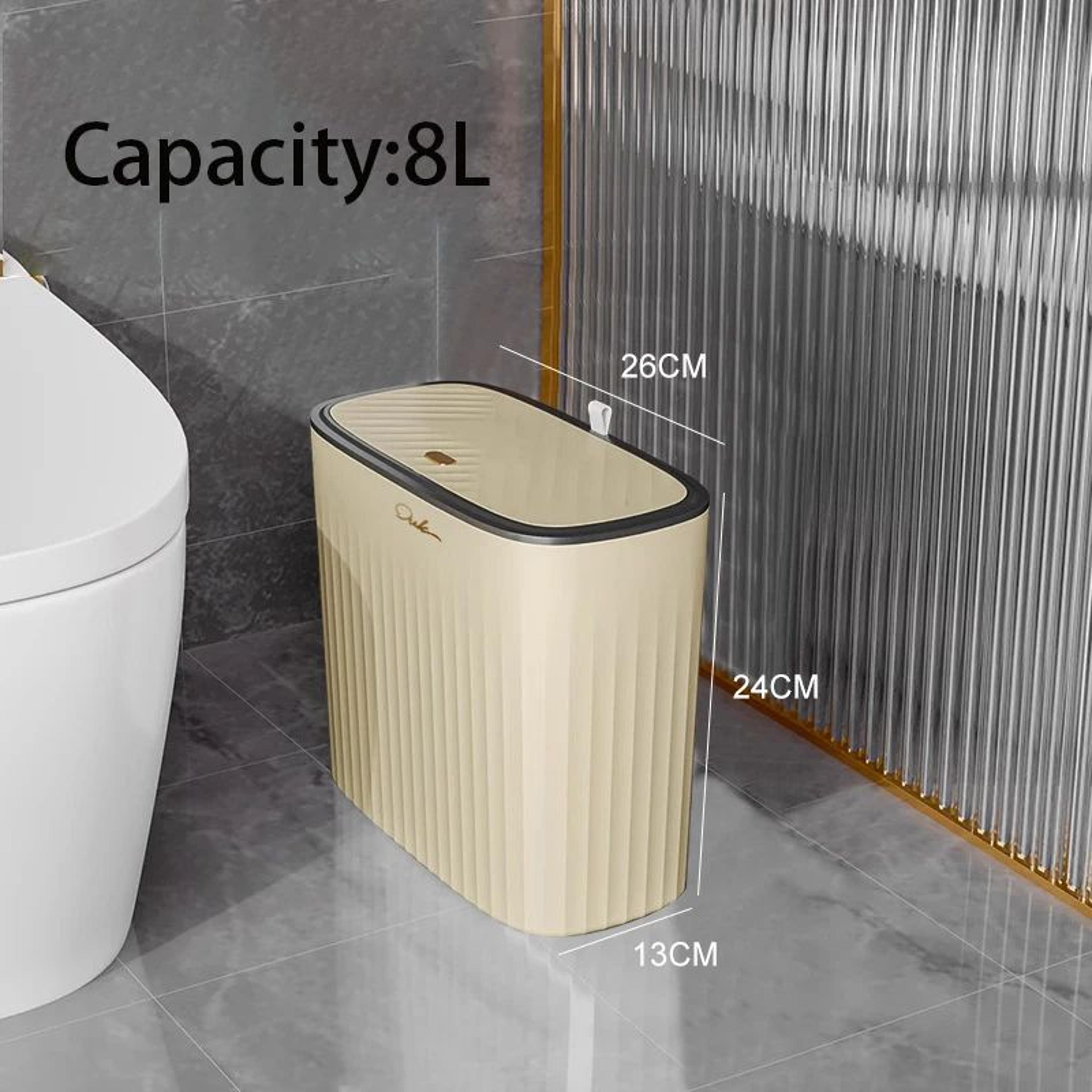 Slim PressTop Trash Can With Lid  Narrow Bathroom Gap Garbage Classification Bin 6