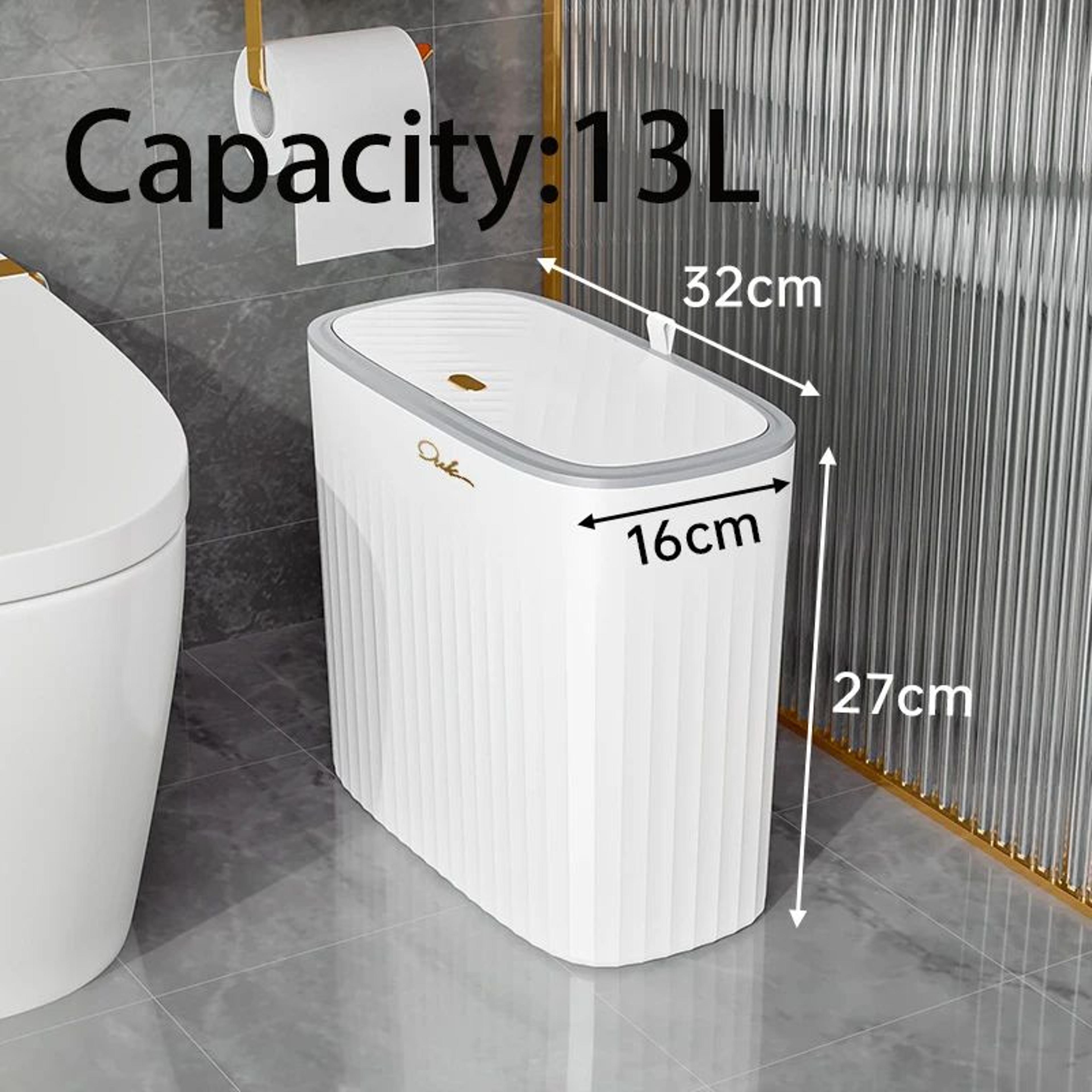 Slim PressTop Trash Can With Lid  Narrow Bathroom Gap Garbage Classification Bin 9