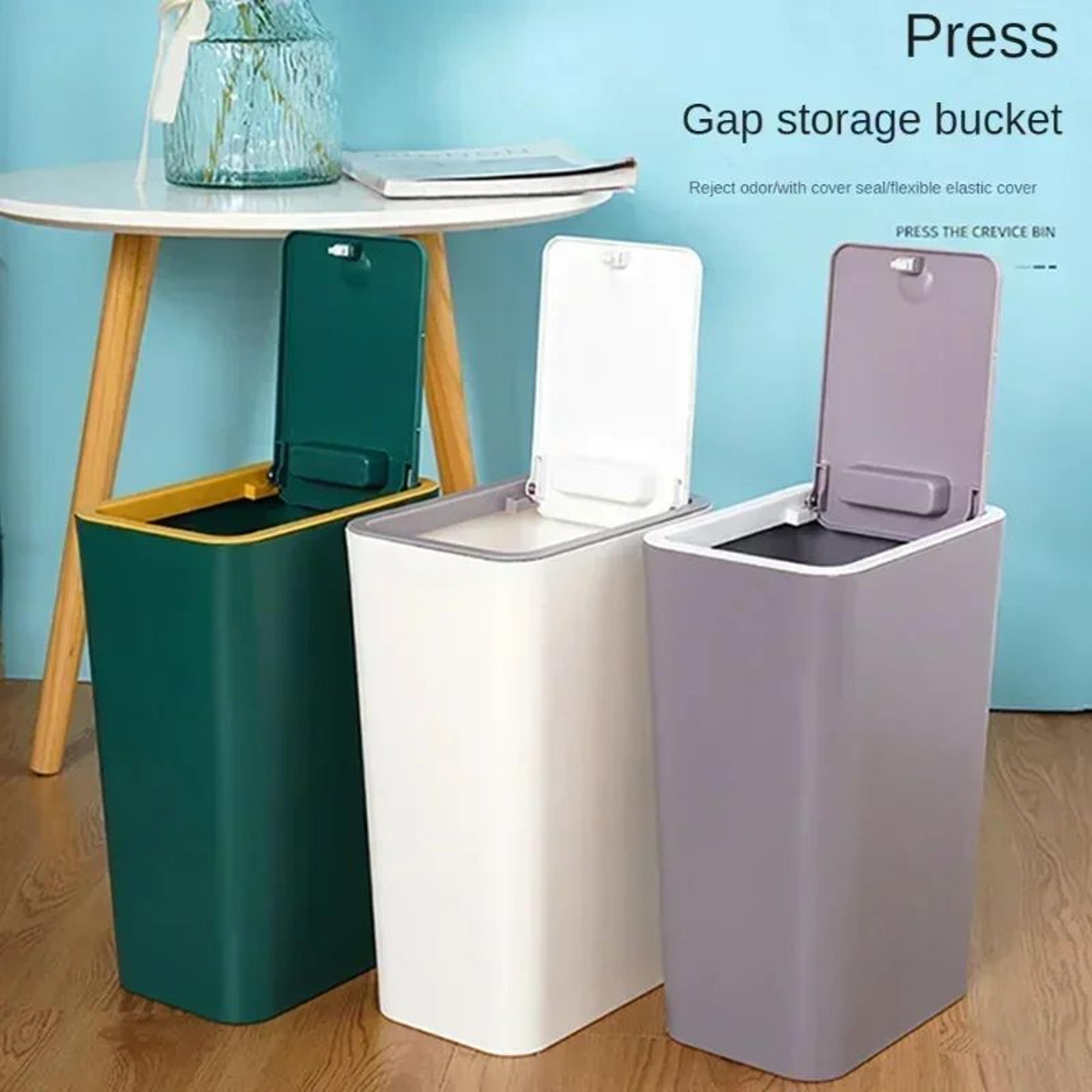 PressTop Bathroom Trash Can  Small PopUp Lid Plastic Wastebasket For Toilet  Bedroom 0