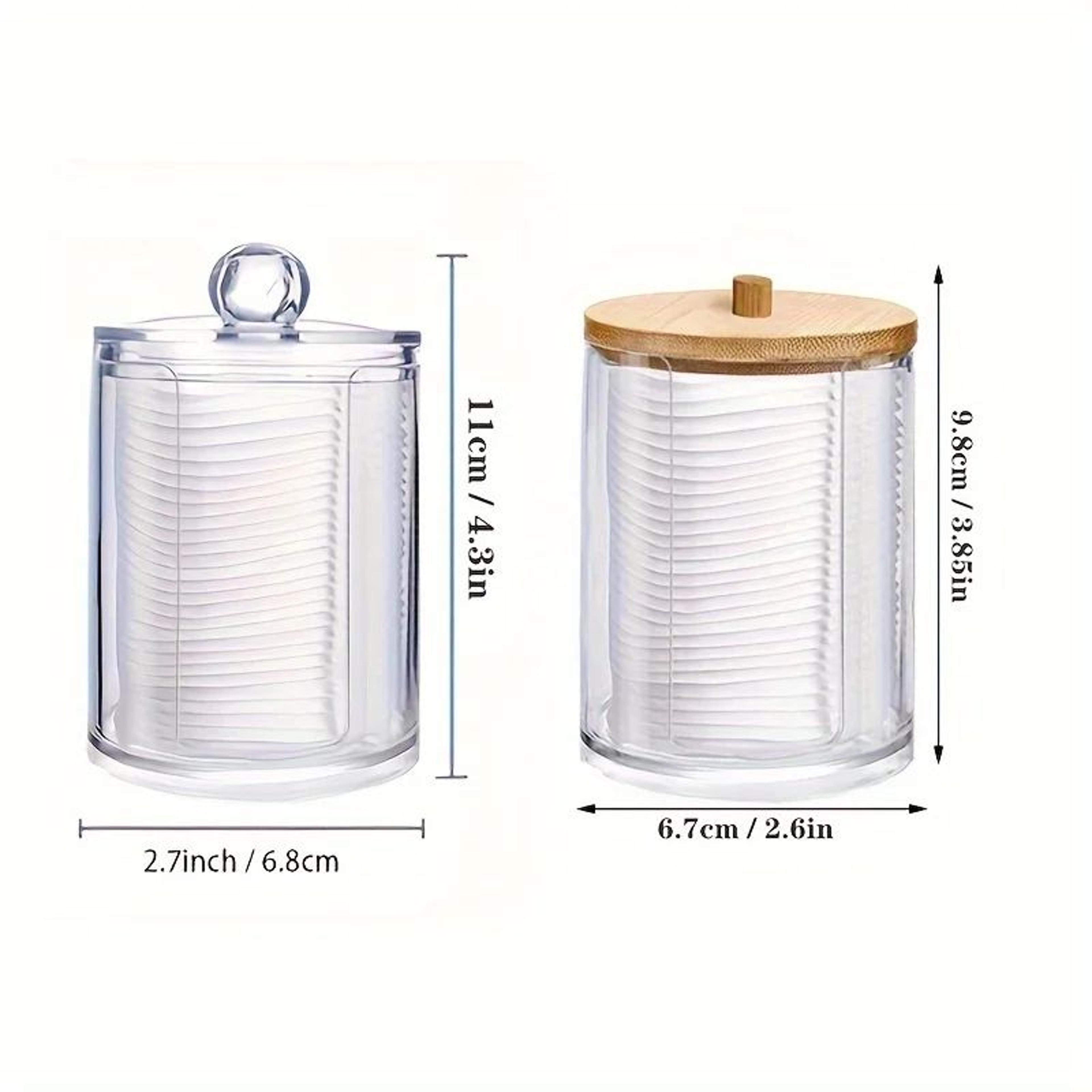 Round Clear Acrylic Makeup Organizer  Cotton Pad  Swab Storage Holder With Lid 5