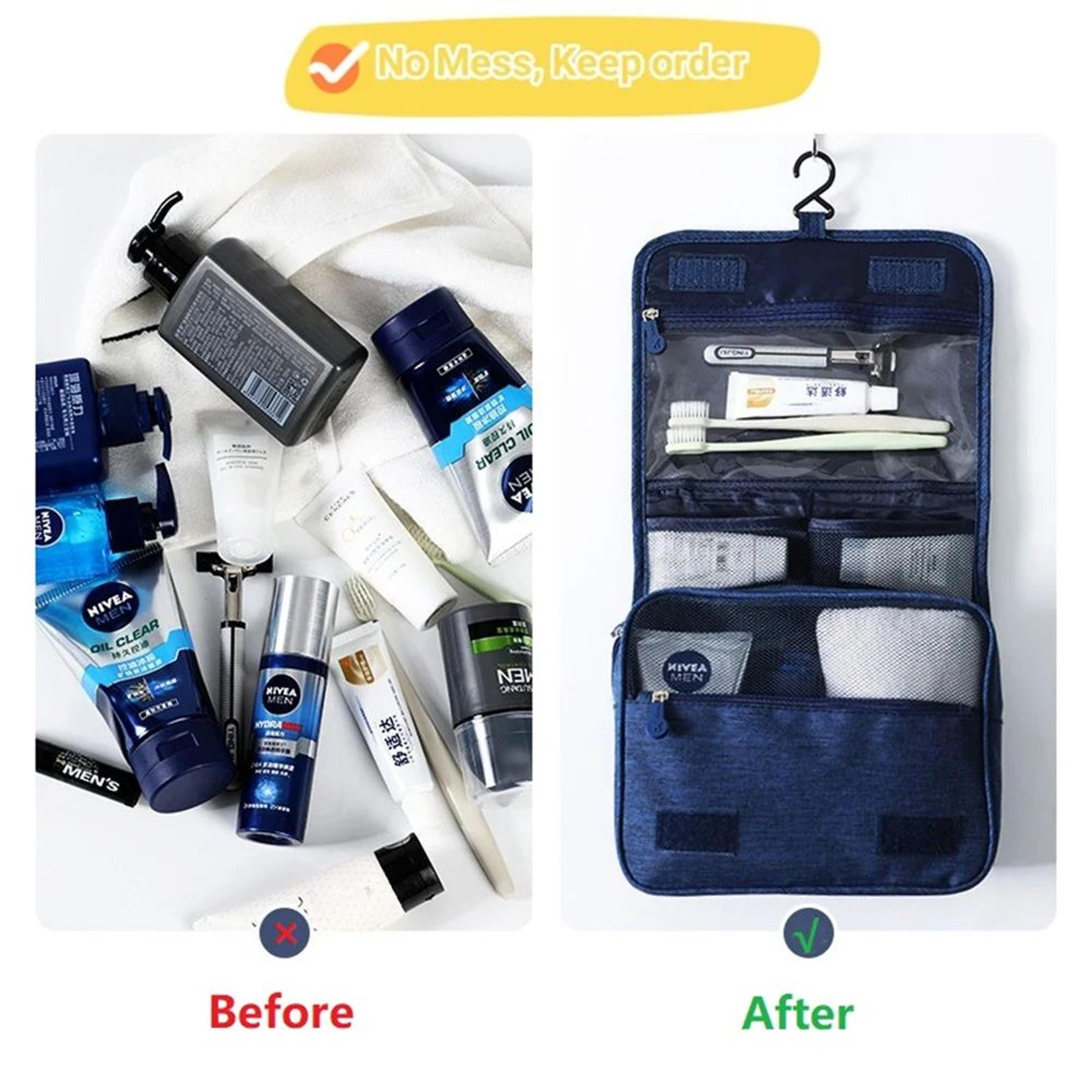 Portable Waterproof Toiletry Bag With Hanging Hook  Large Capacity Travel Makeup  Bathroom Organize