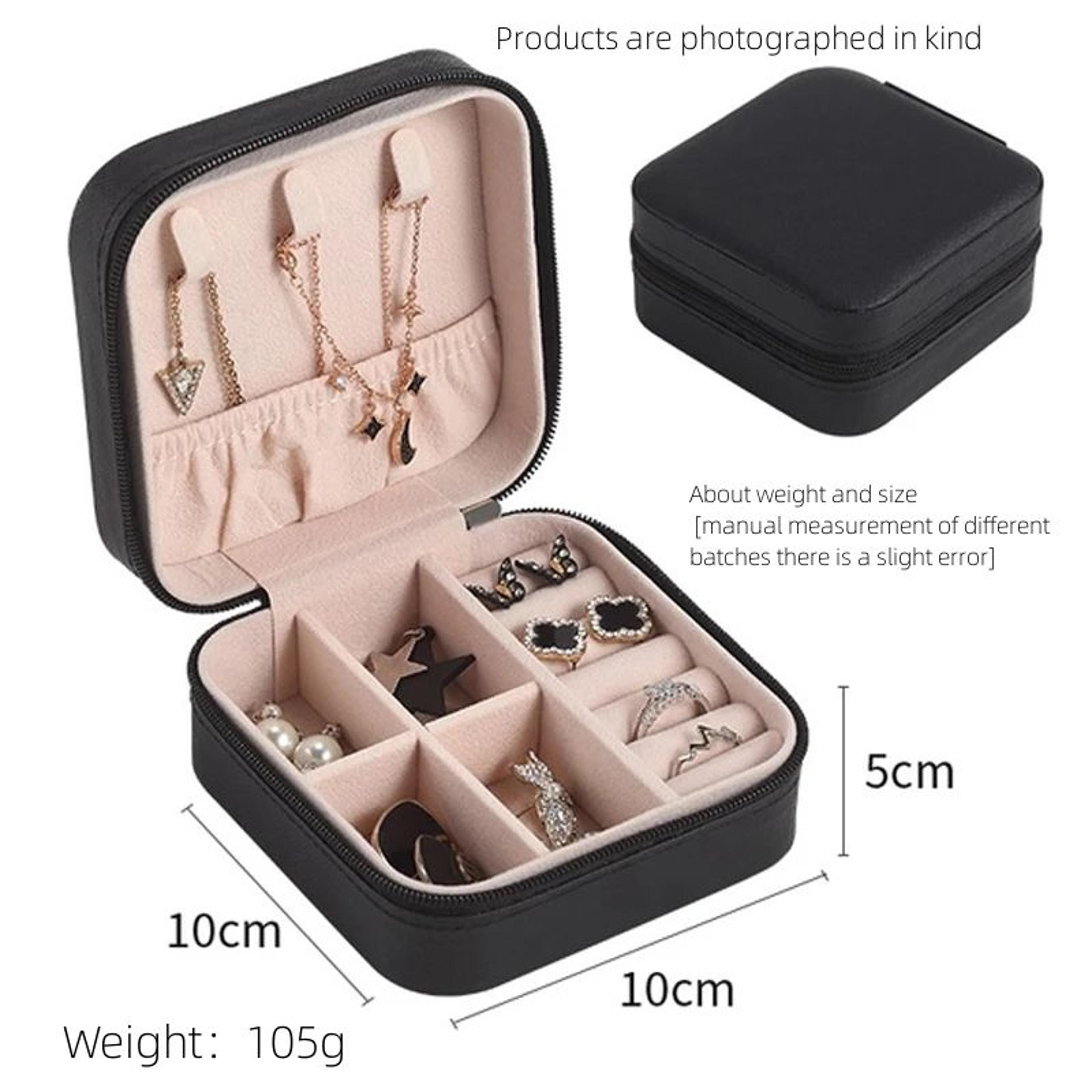 SingleLayer PU Leather Travel Jewelry Box  Compact Zipper Organizer Case 5