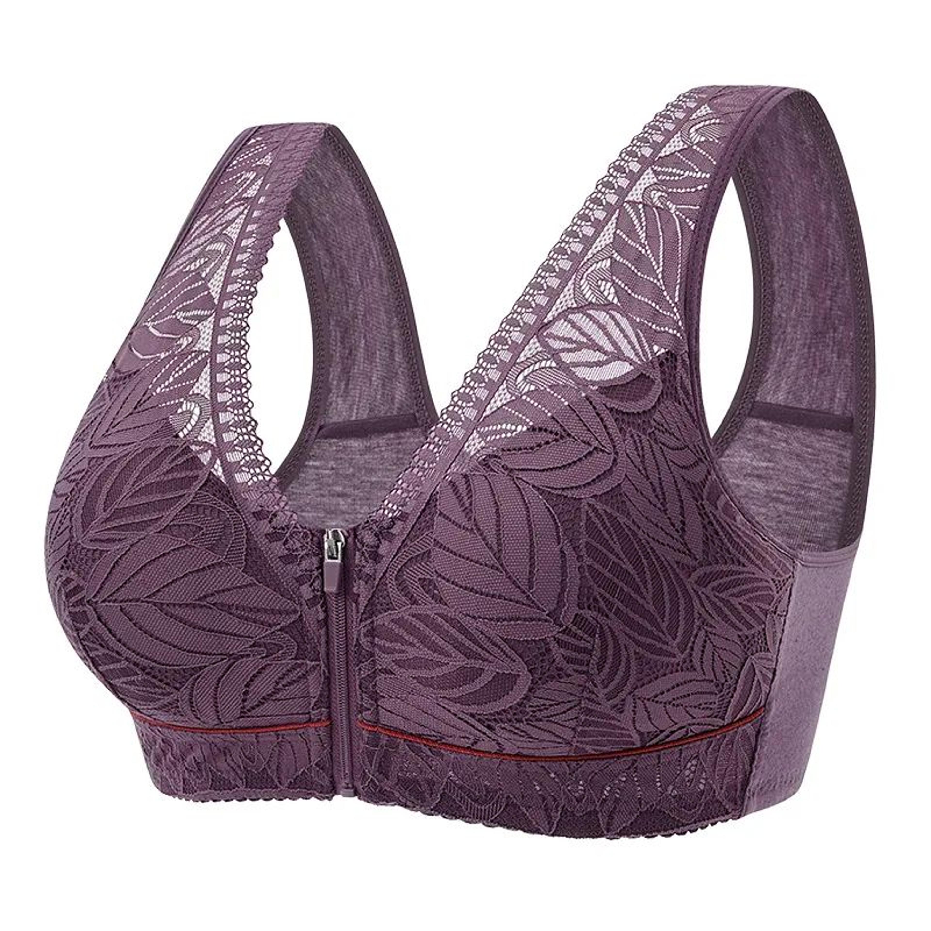 FrontZip Cotton Sports Yoga Bra  Wireless Lace Tank Top S6XL 9