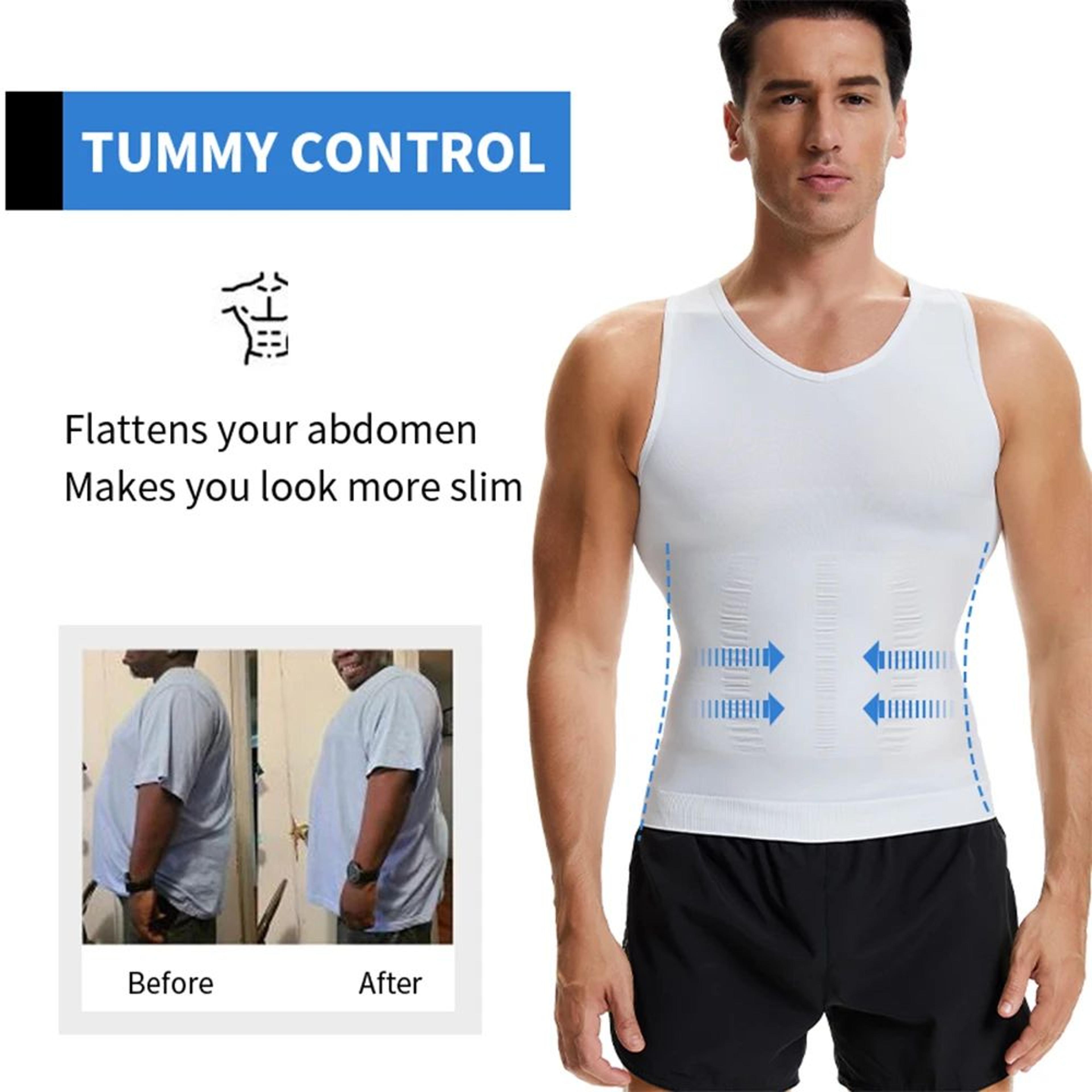 Mens VNeck Compression Body Shaper Tank  Slimming Tummy Control Base Layer 2