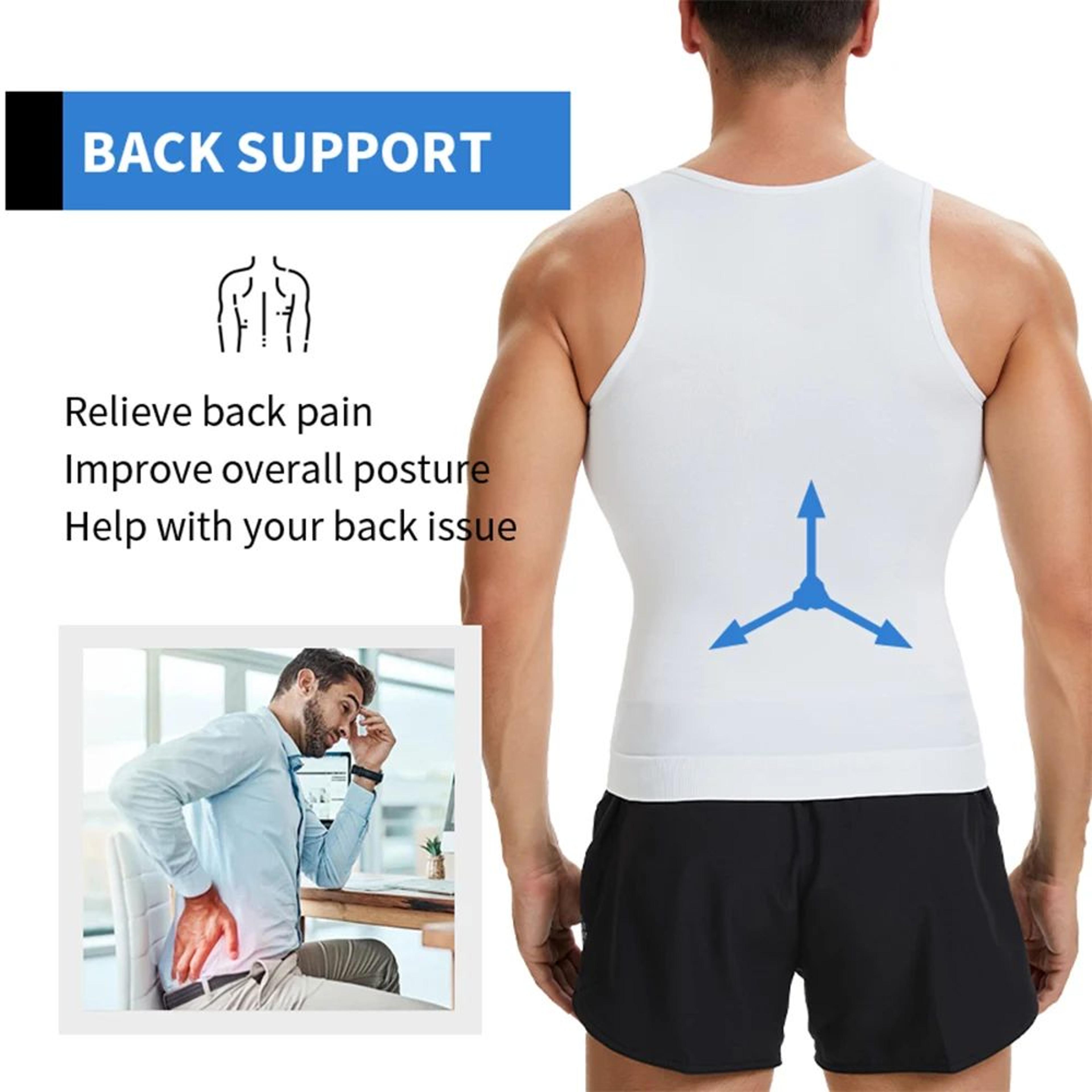 Mens VNeck Compression Body Shaper Tank  Slimming Tummy Control Base Layer 3