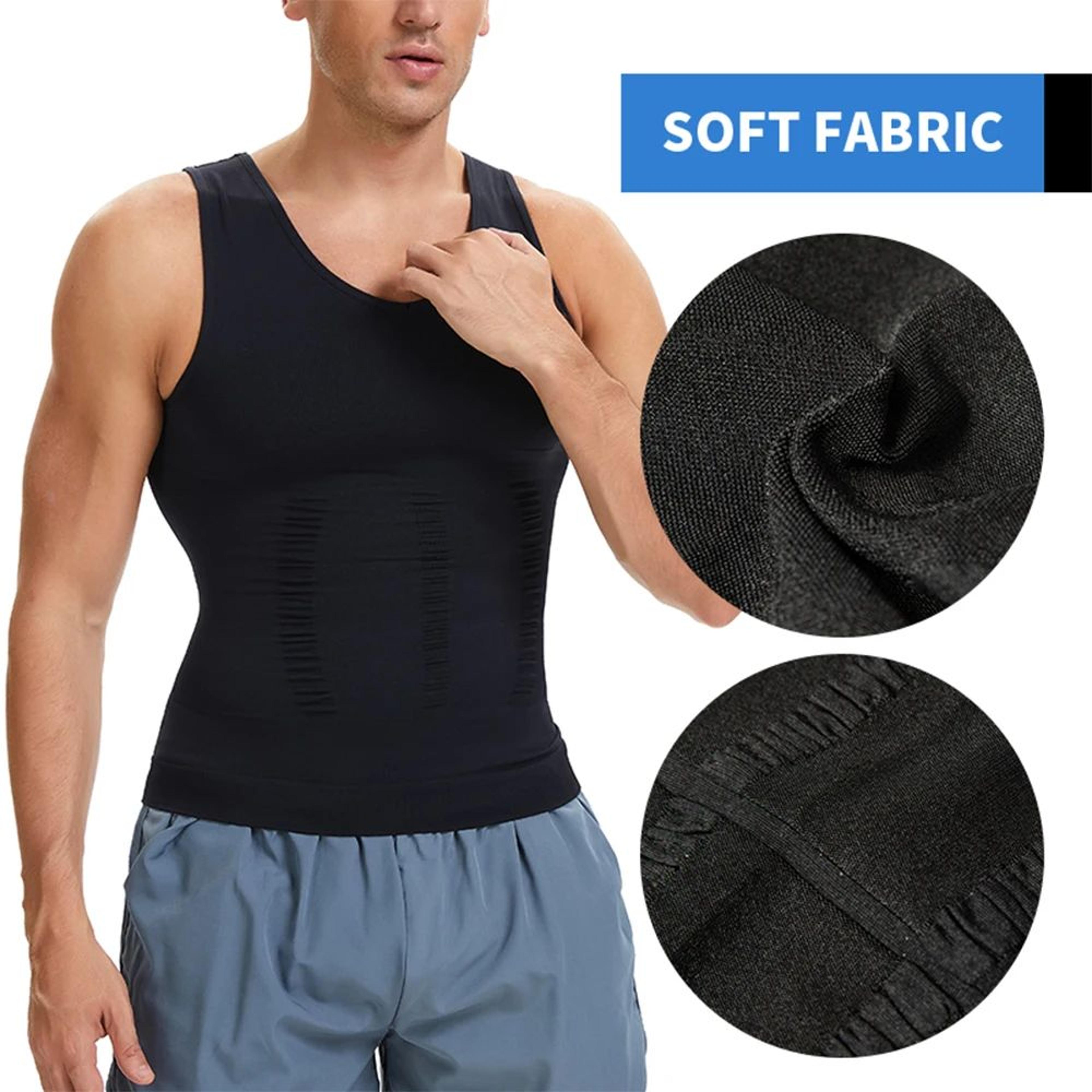 Mens VNeck Compression Body Shaper Tank  Slimming Tummy Control Base Layer 5