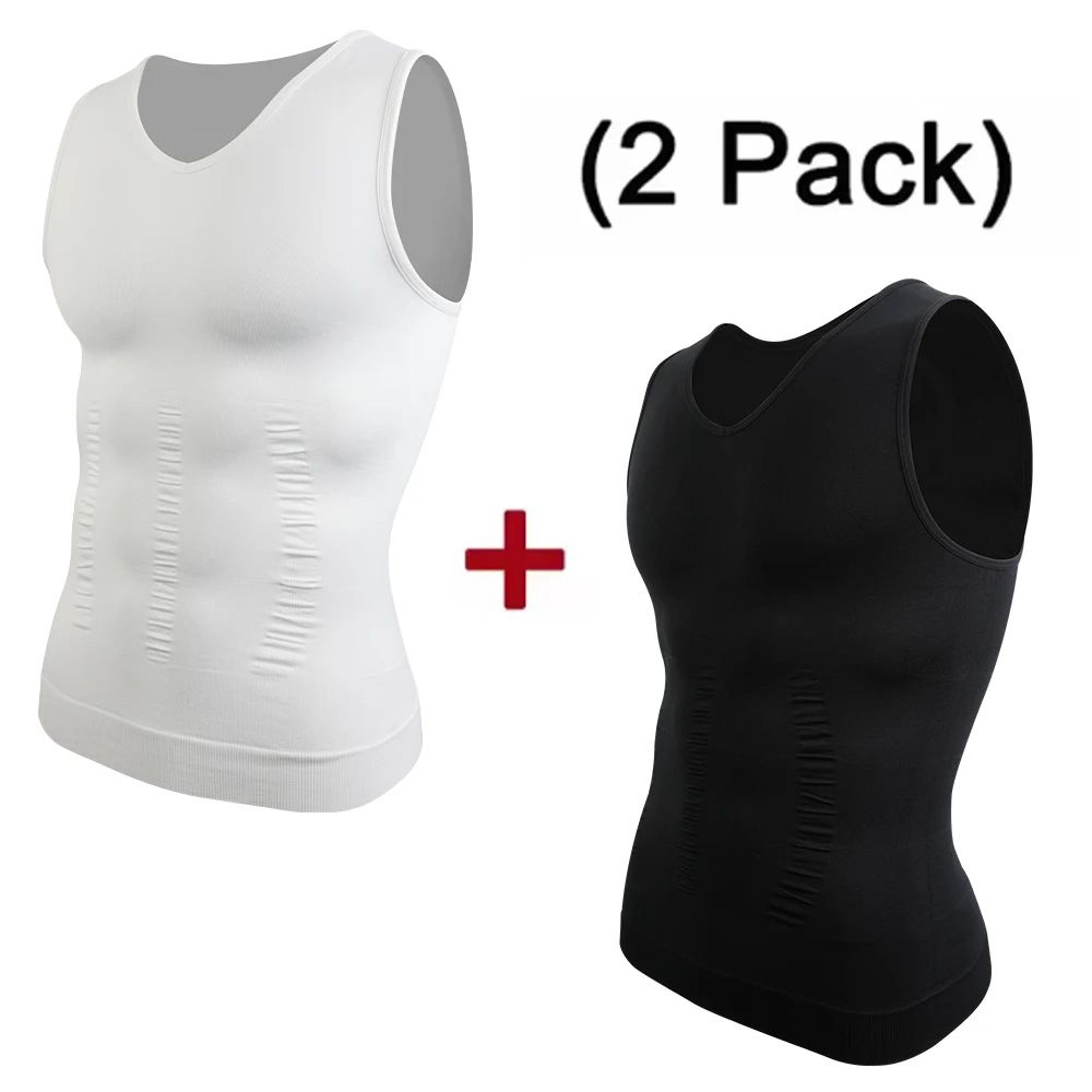 Mens VNeck Compression Body Shaper Tank  Slimming Tummy Control Base Layer 8