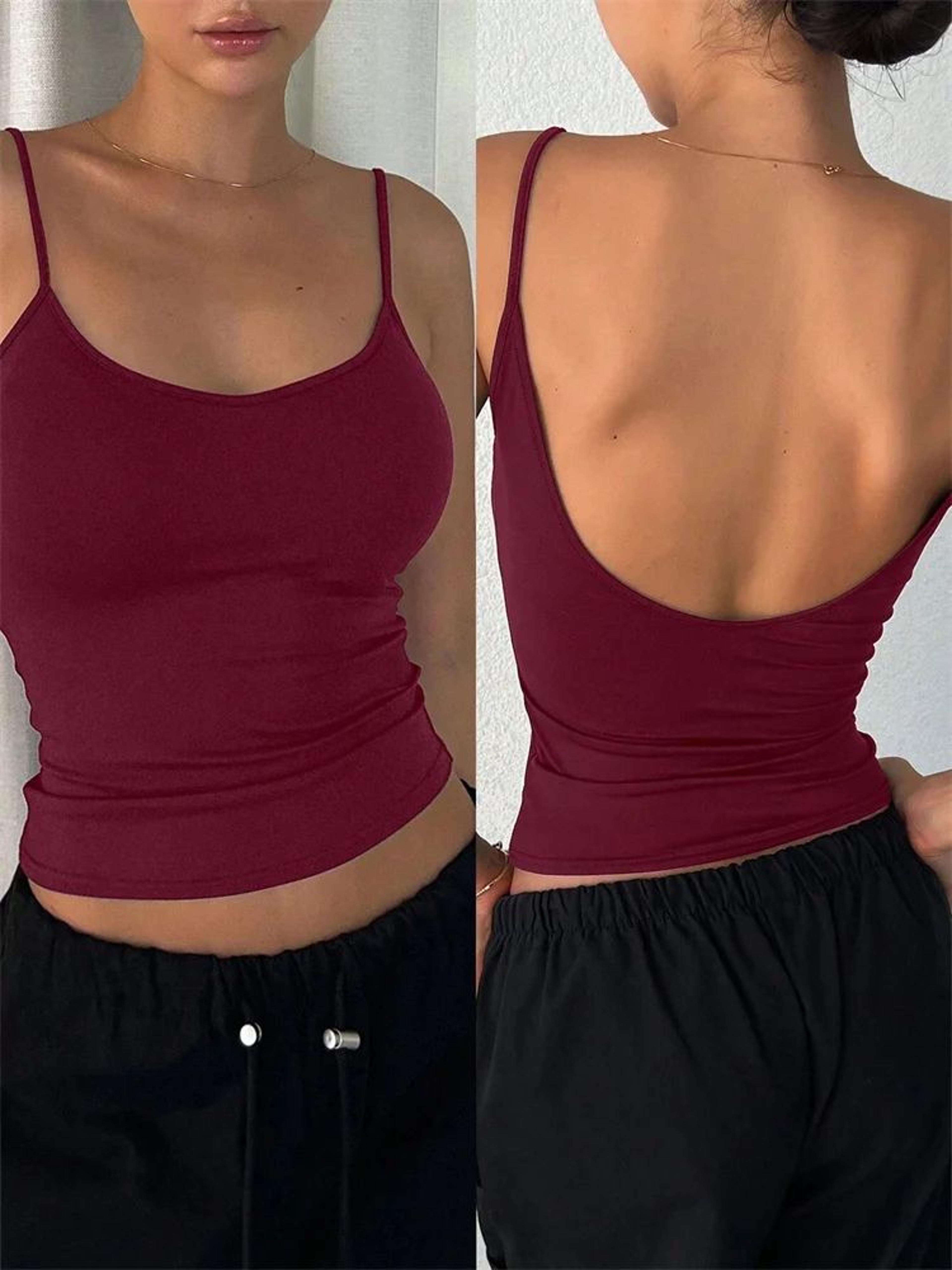 Phumee Backless Cami Crop Top  Solid Y2K Sleeveless Summer Streetwear 9