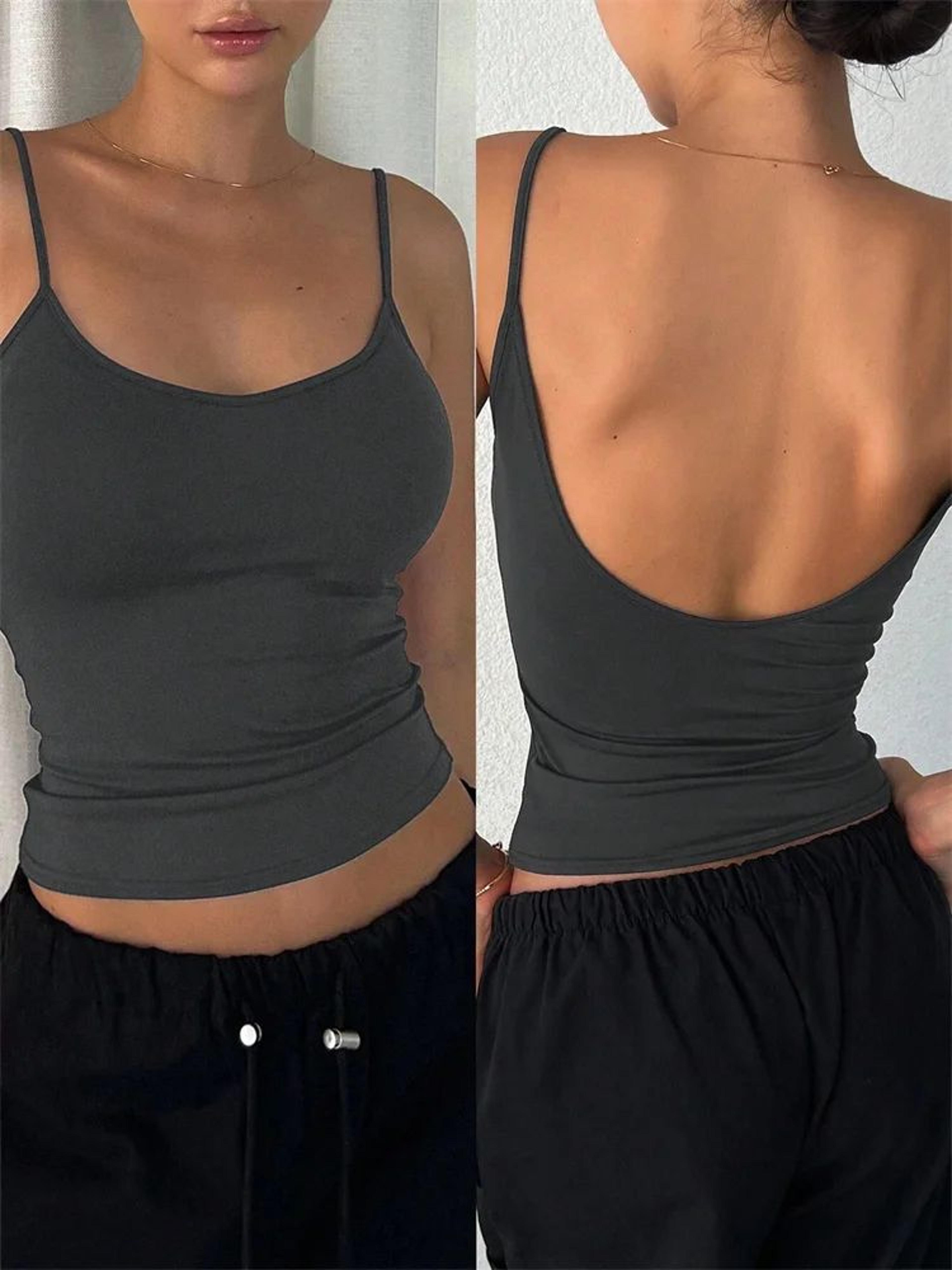 Phumee Backless Cami Crop Top  Solid Y2K Sleeveless Summer Streetwear 11
