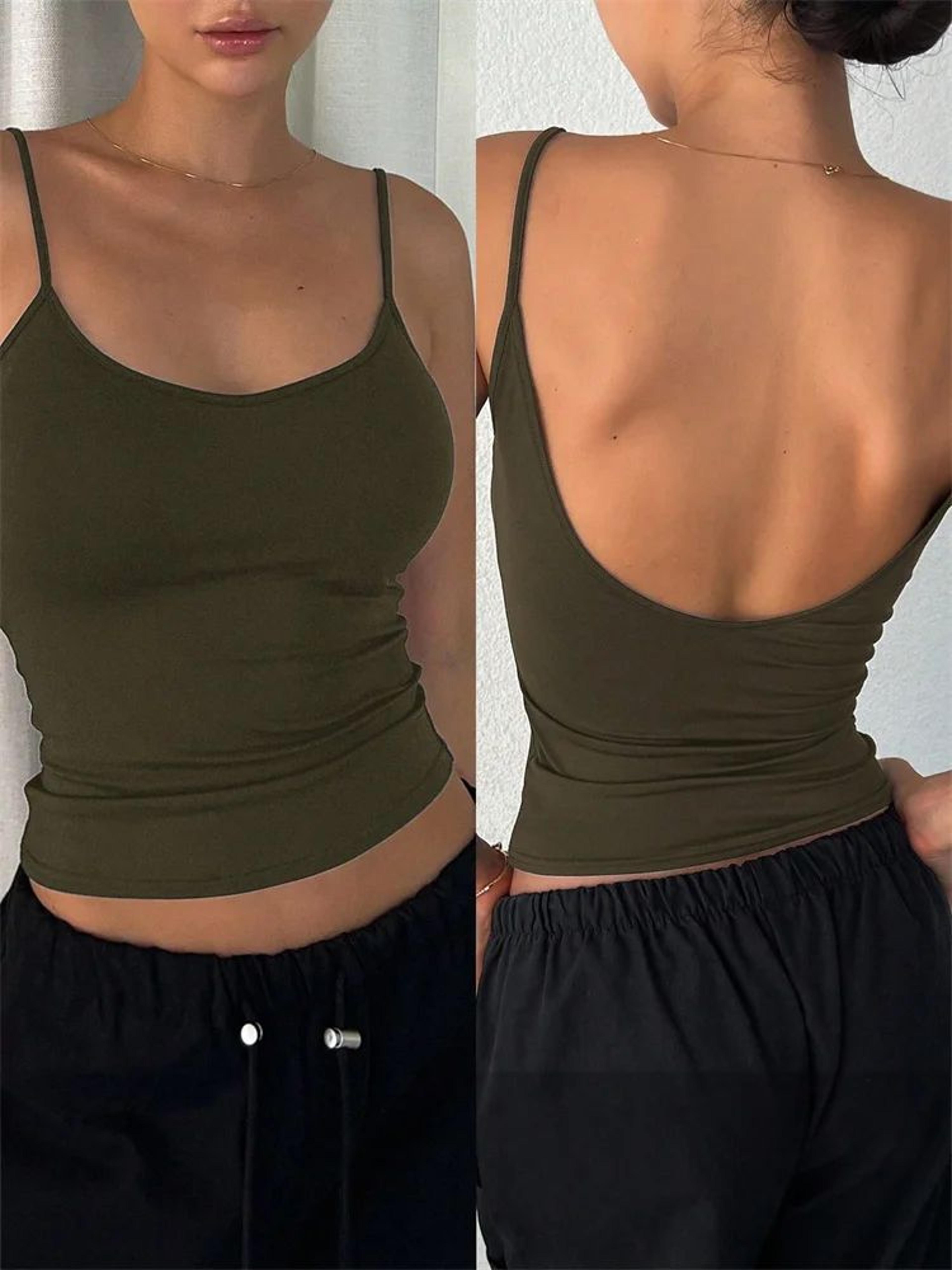 Phumee Backless Cami Crop Top  Solid Y2K Sleeveless Summer Streetwear 7