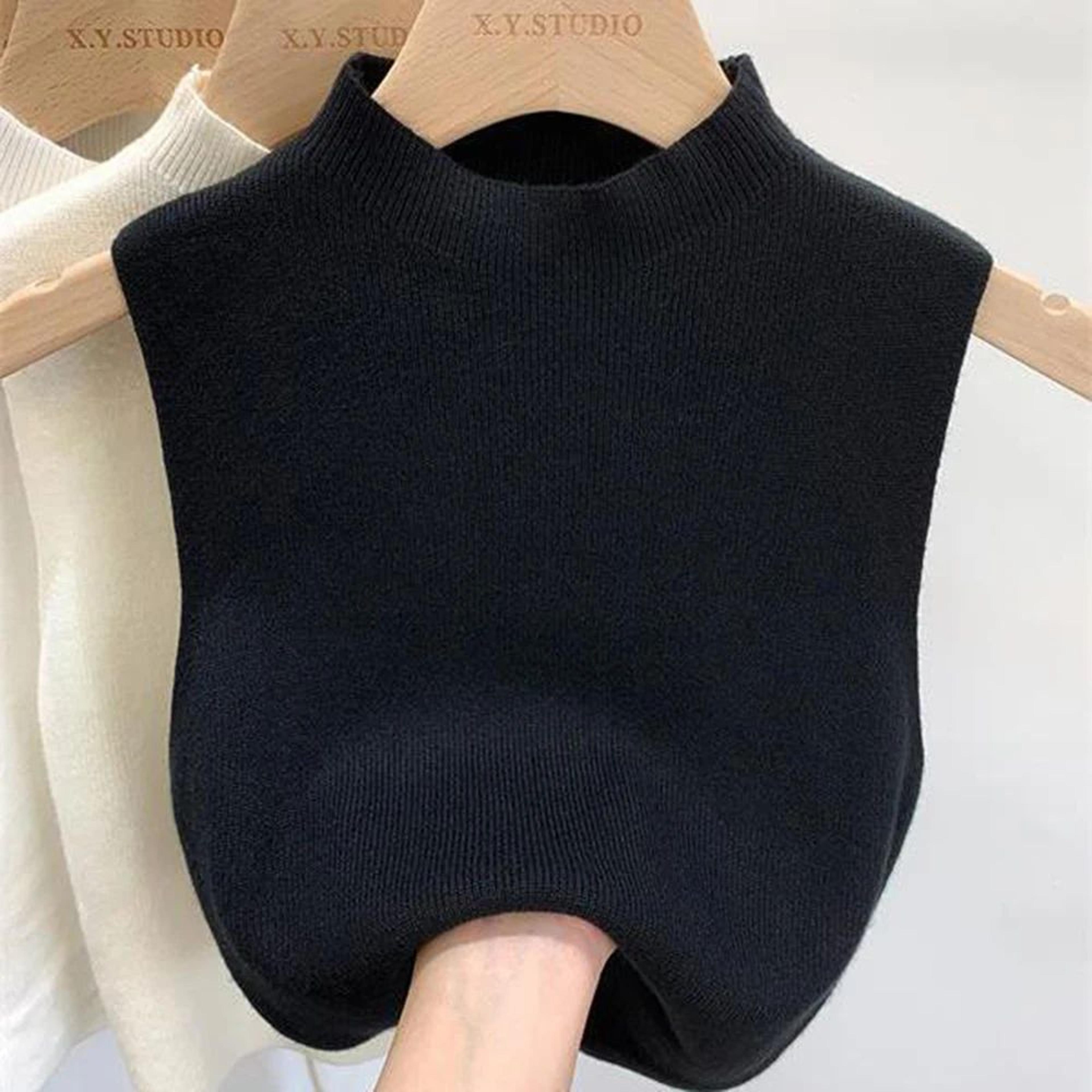 Womens HalfTurtleneck Knit Crop Tank  Solid Sleeveless Sweater Vest Top 6