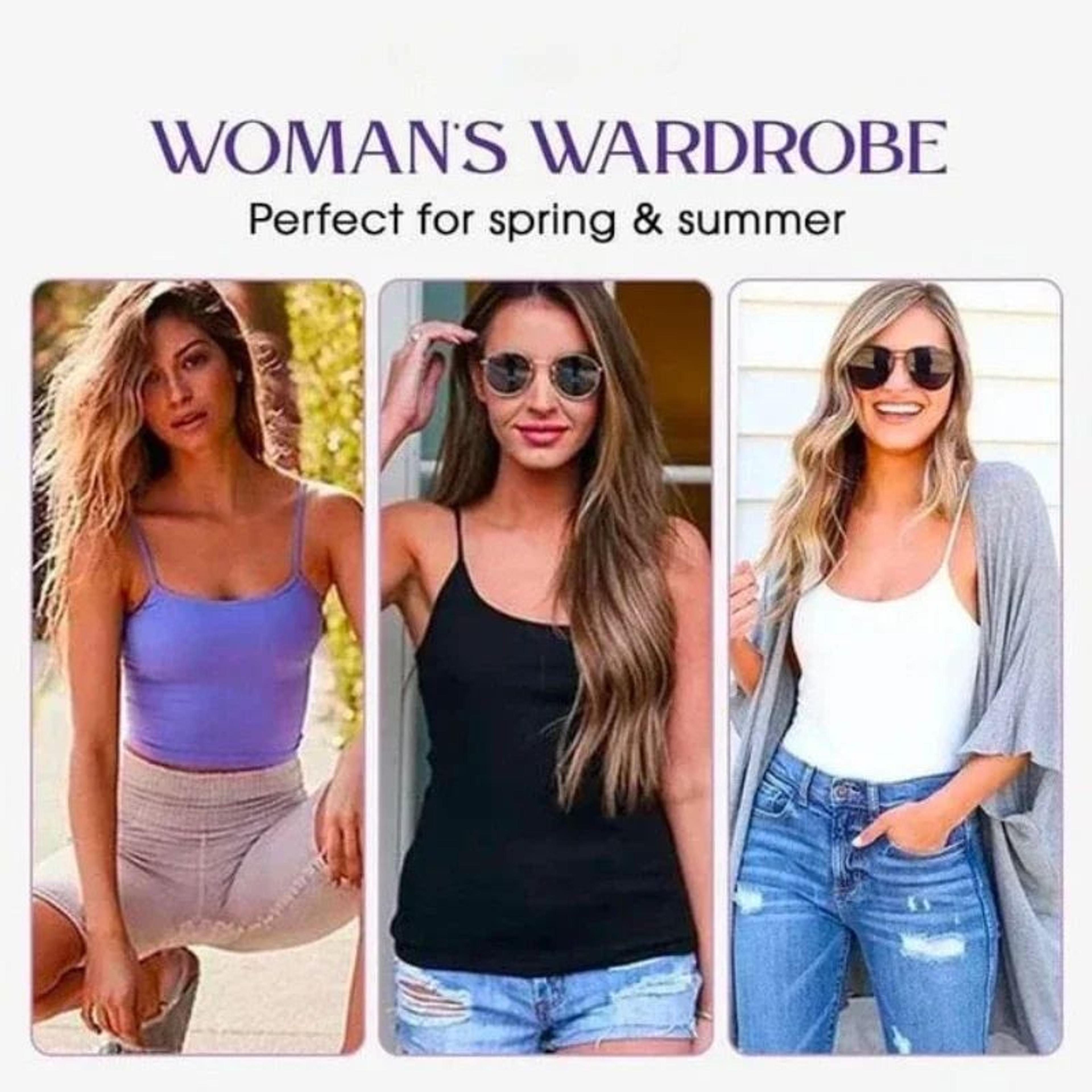 Womens Solid Padded Spaghetti Strap Cami  BuiltIn Bra Sexy Slim Tank Top 2024 4