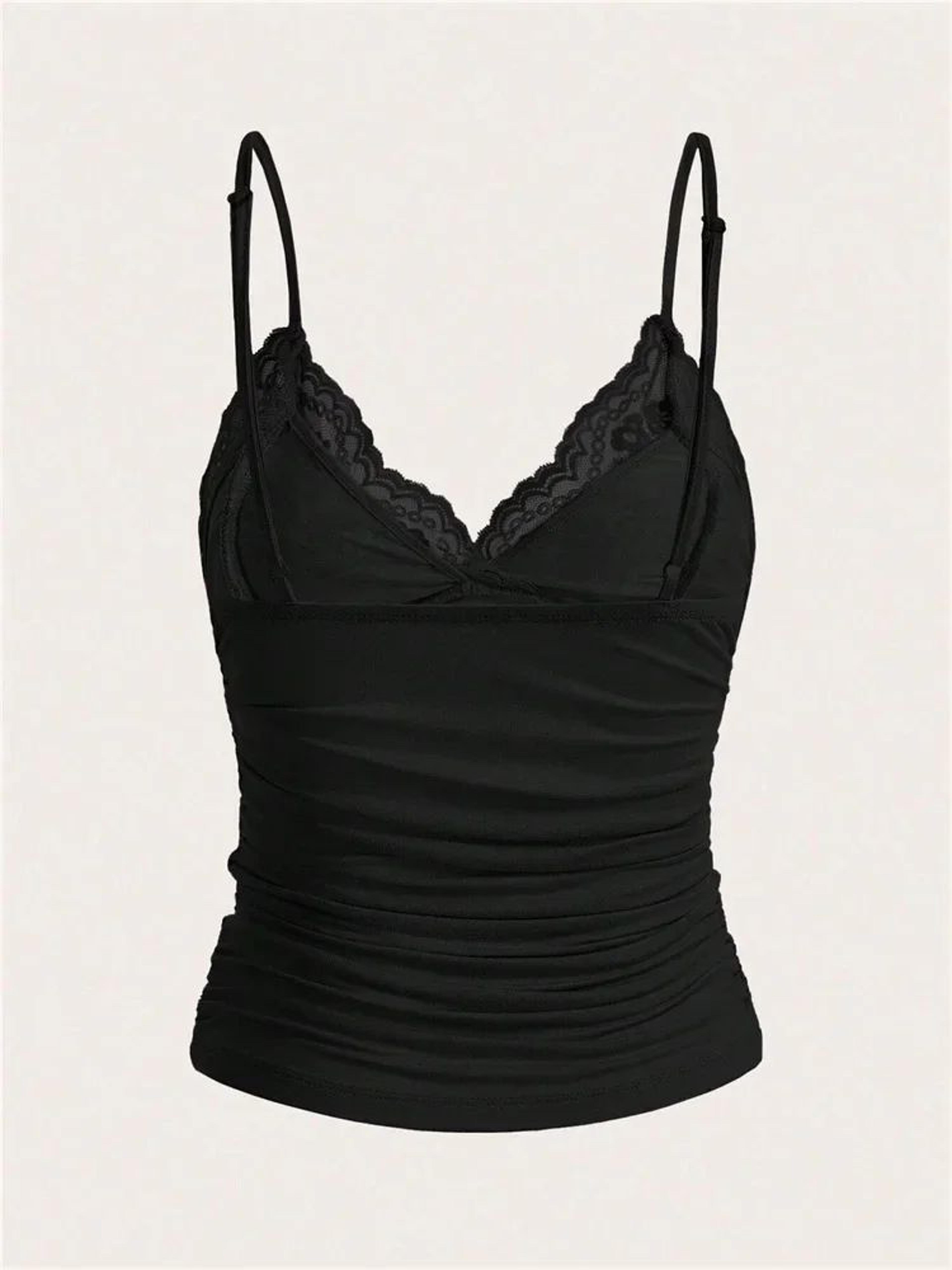 Sexy Lace Bow Front Crop Cami Top  Ruched Backless Y2K Grunge Summer Tank 1