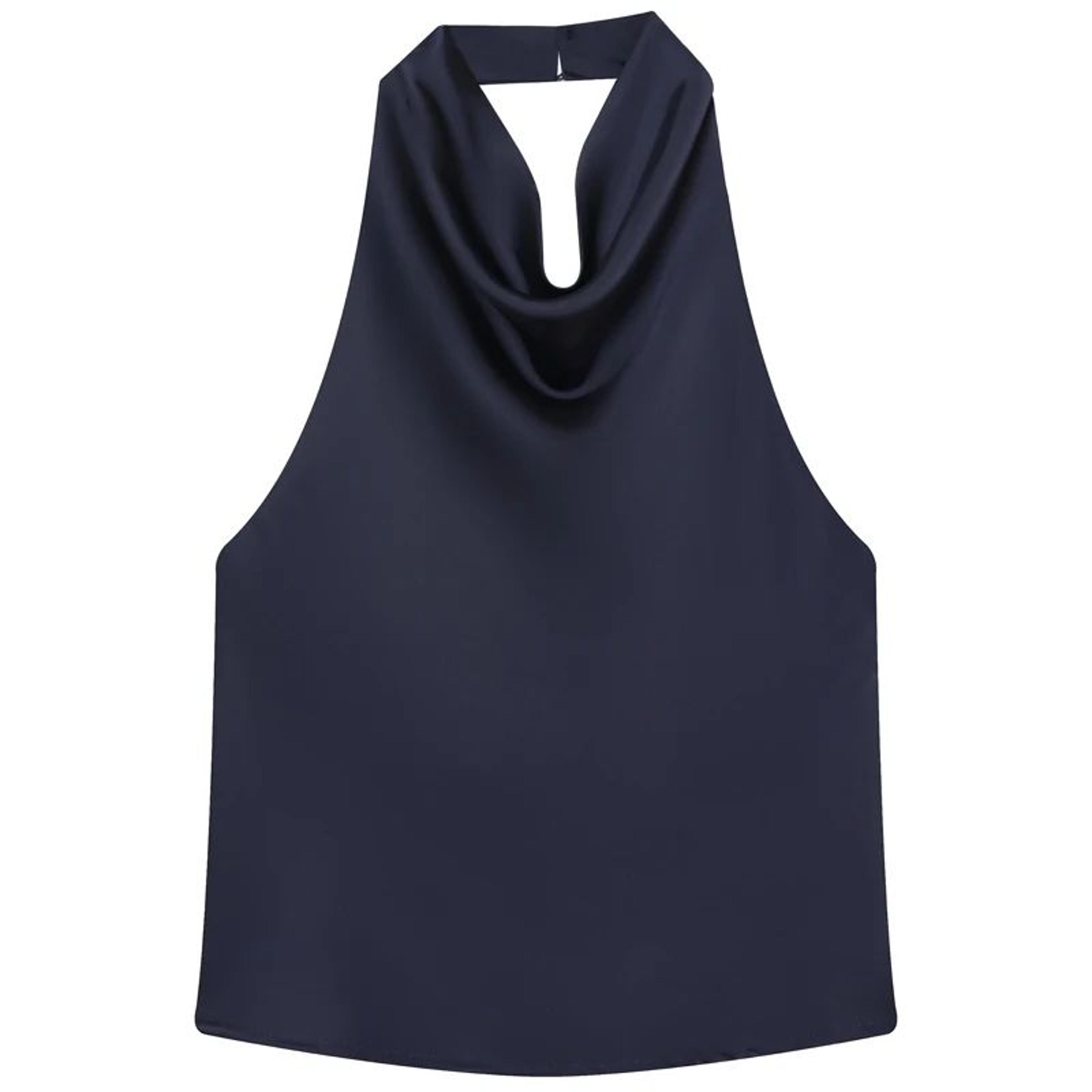 Womens Satin Halter Backless Corset Top  Elegant Summer Sexy Tank 8