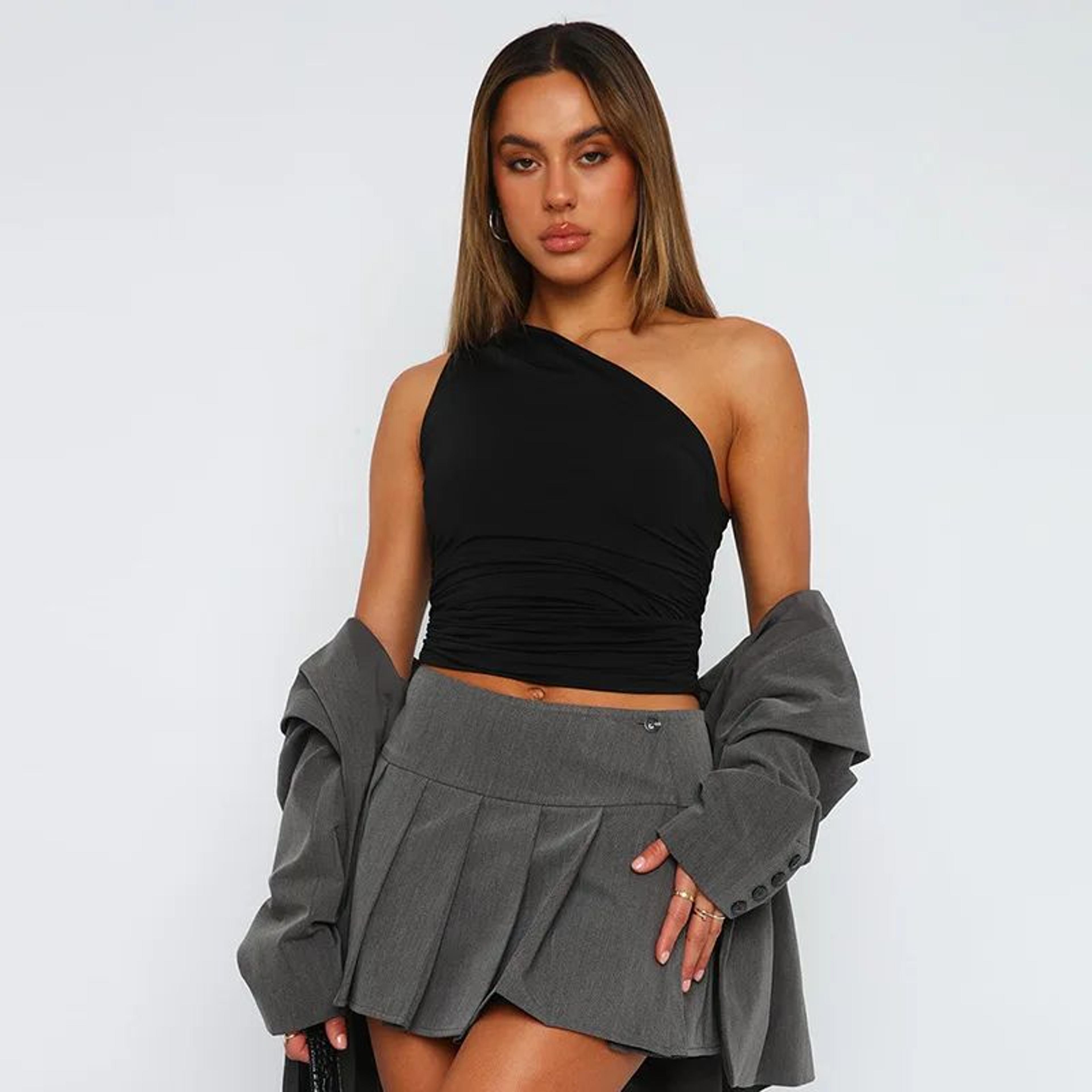 One Shoulder Backless Slim Tank Top  Candy Color Sexy Summer Tee 1