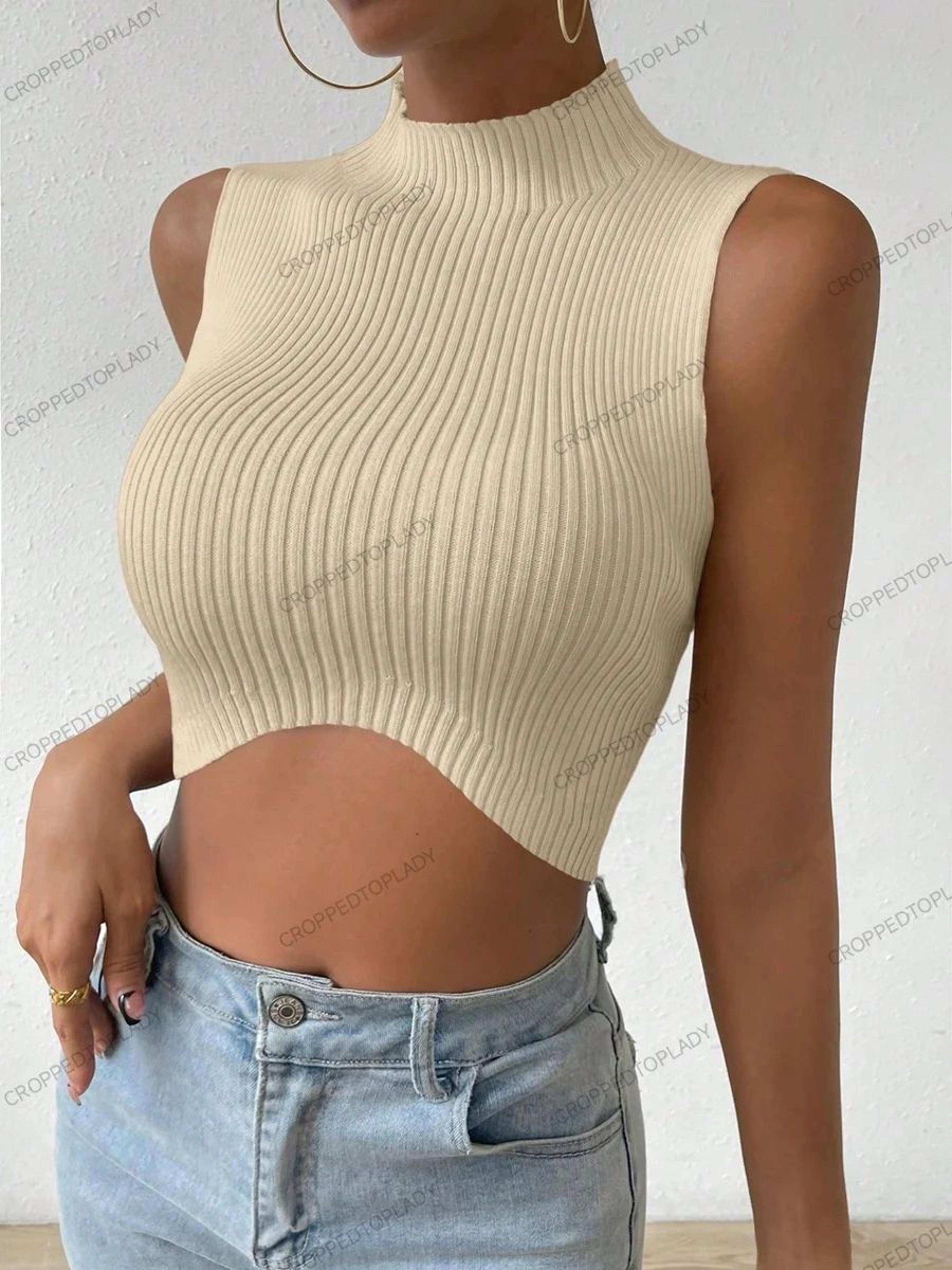Y2K Ribbed Mock Neck Corset Crop Tank Top For Women 3