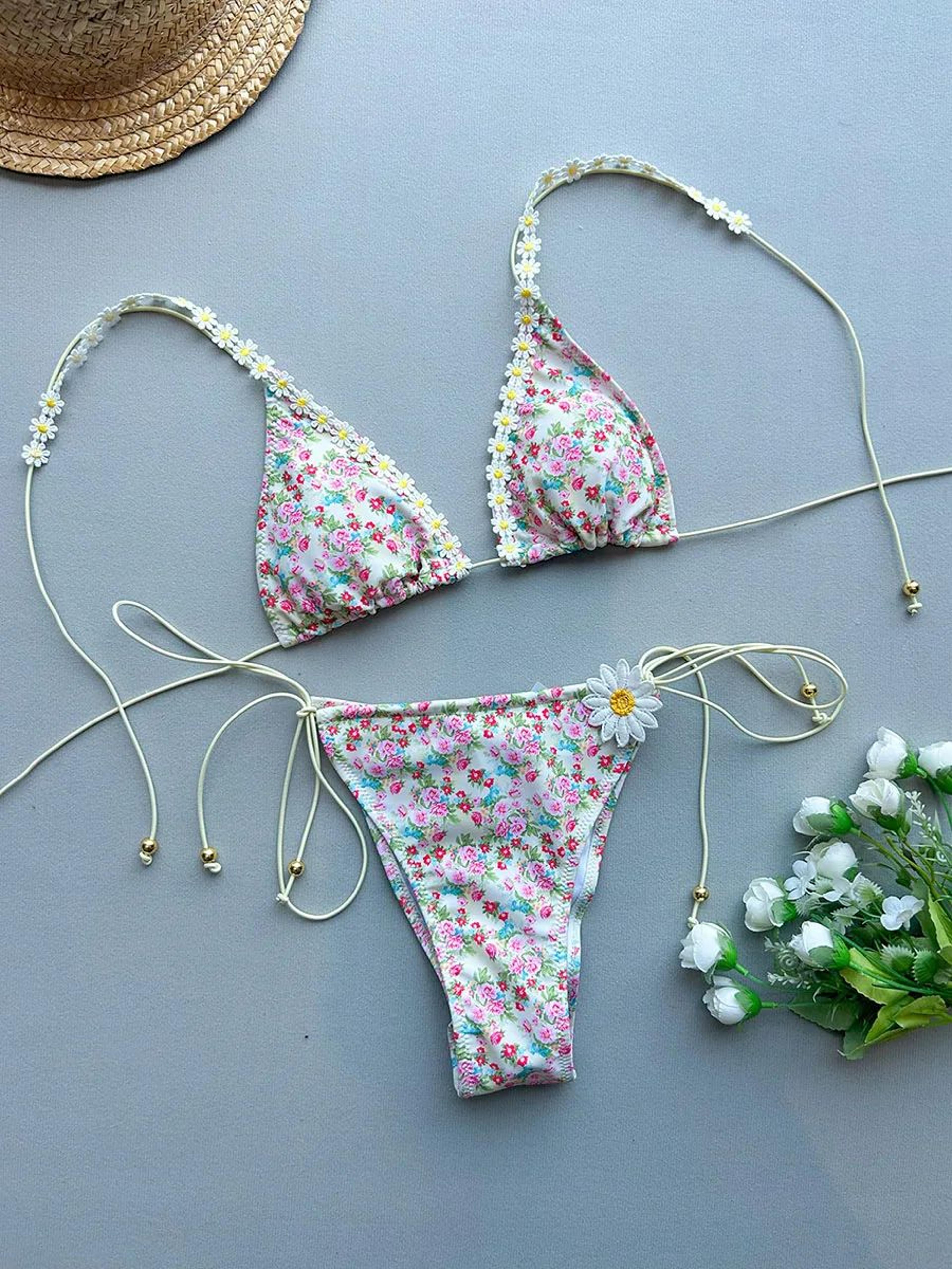 2025 Micro PushUp Lace Print Bikini Set  Sexy Brazilian Beach Swimsuit For Women 4