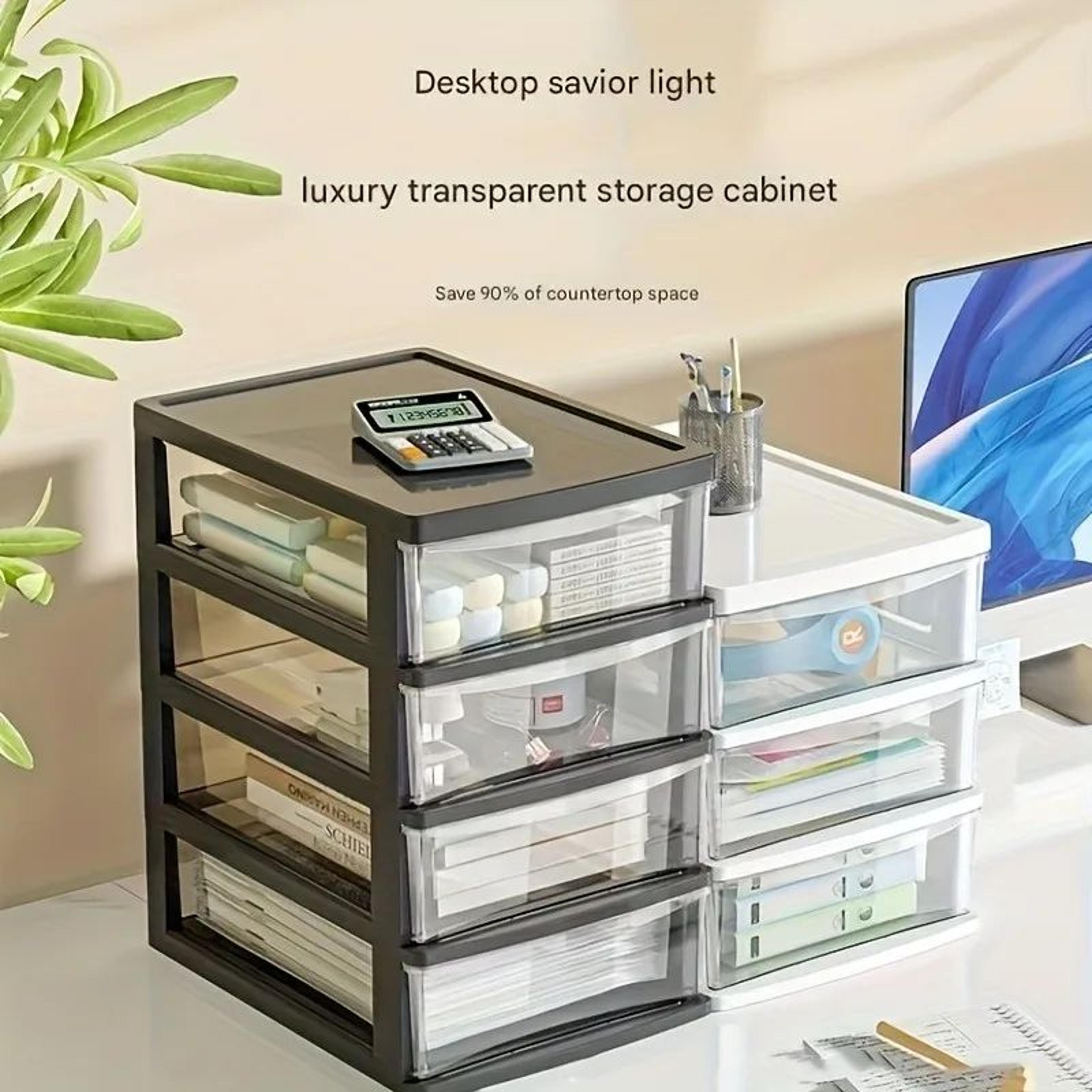 Clear Drawer Office Desktop Storage Box  Japanese Style Transparent Organizer For Cosmetics  Statio 2