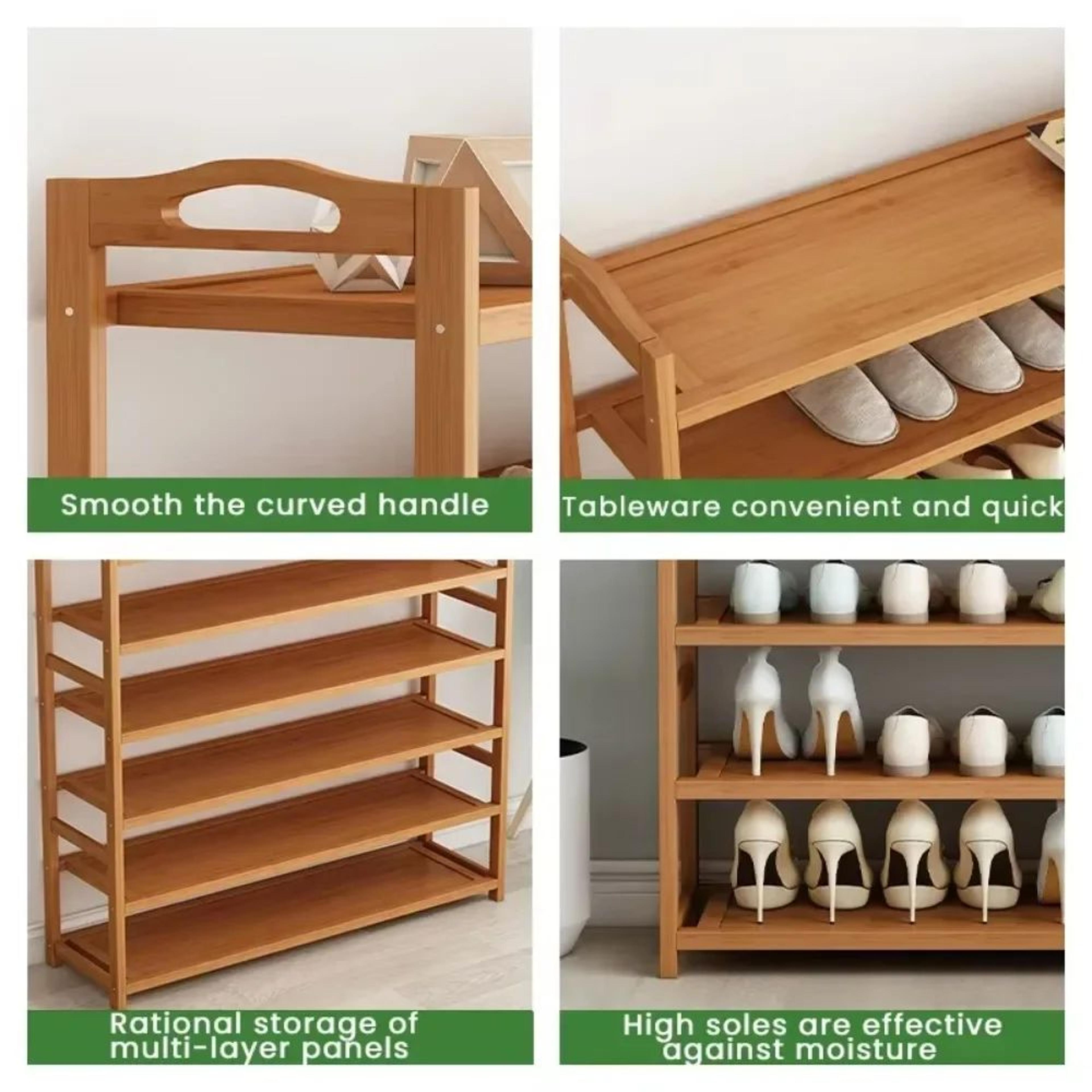 EcoTier Bamboo MultiLayer Shoe Rack  Modern Dustproof Entrance Storage Cabinet 4