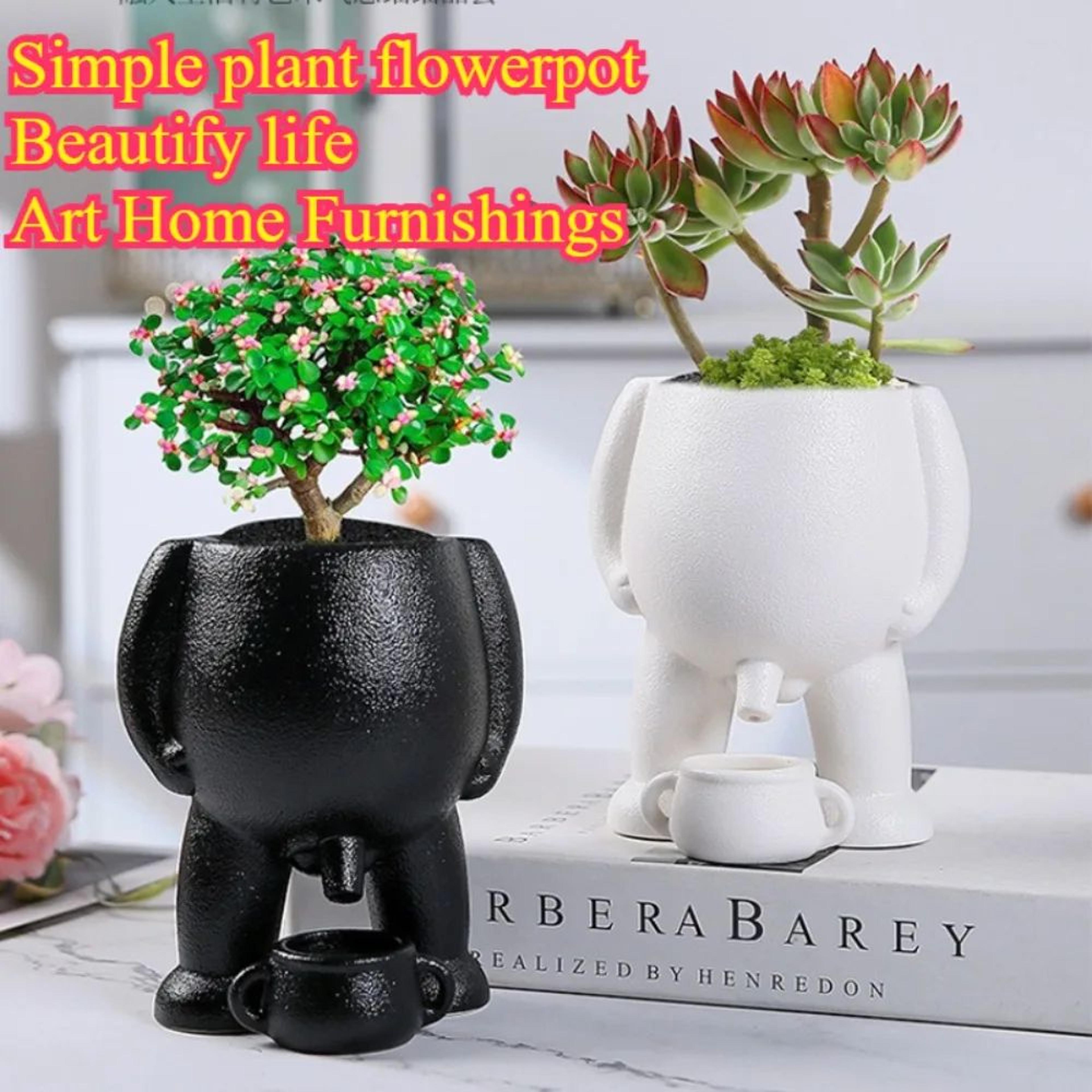 ArtMuse Ceramic Succulent Planter  Modern Light Luxury Human Face Decorative Flowerpot 2