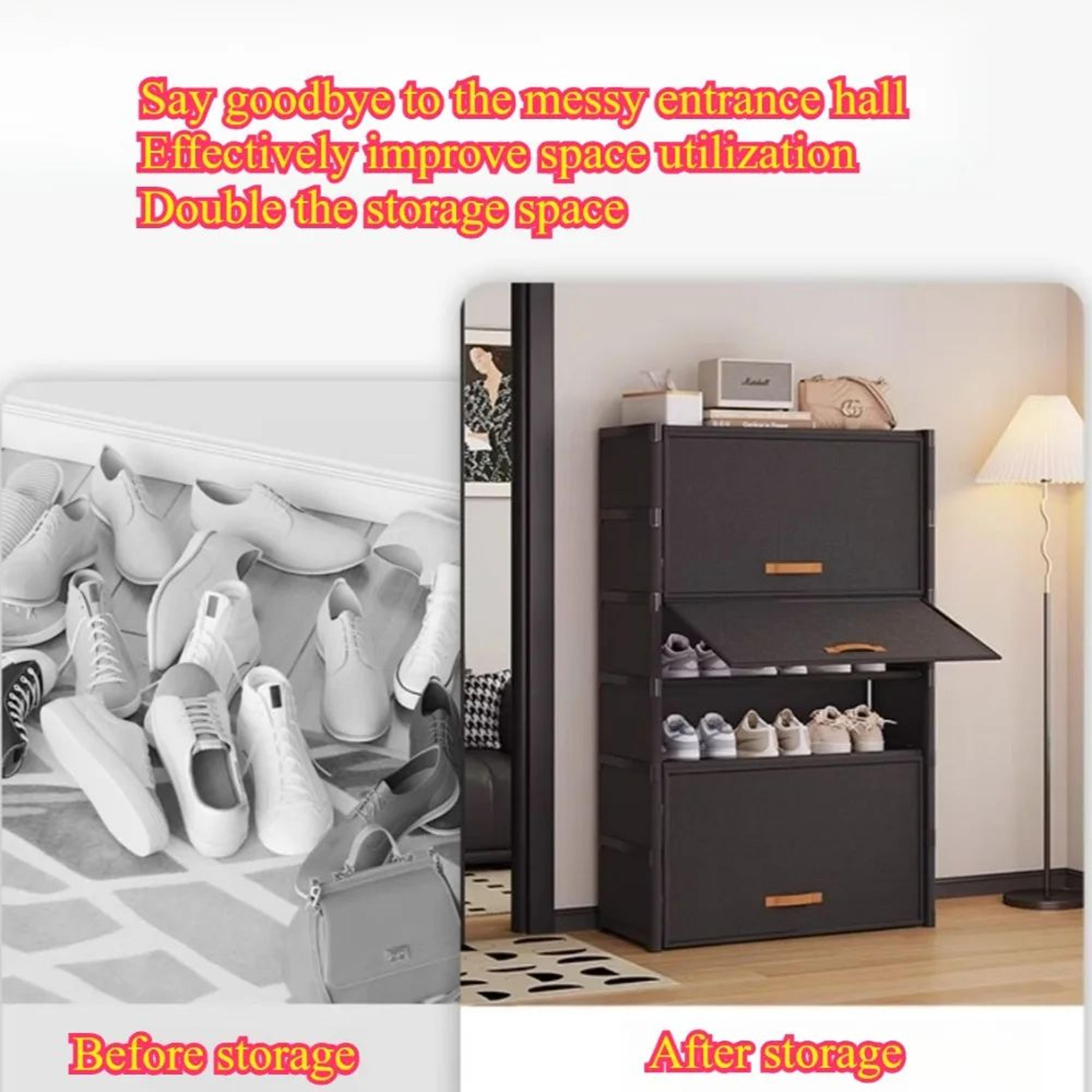 SpaceNest MultiLayer Shoe Rack Cabinet  SpaceSaving Entrance Shoe Organizer With Curtain Cover 4