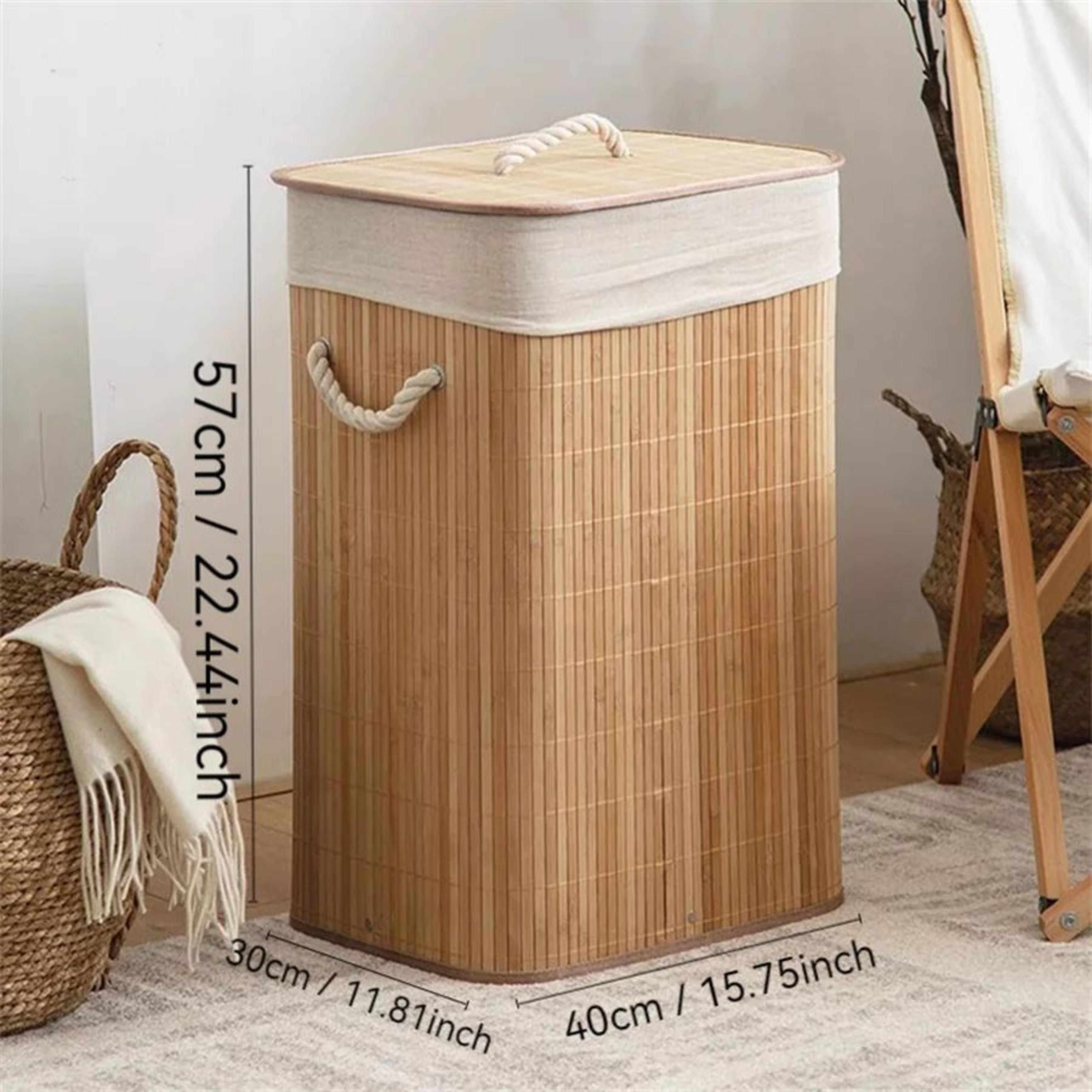 Foldable Bamboo Laundry  Storage Basket  Large Capacity Organizer For Bedroom  Bathroom 6