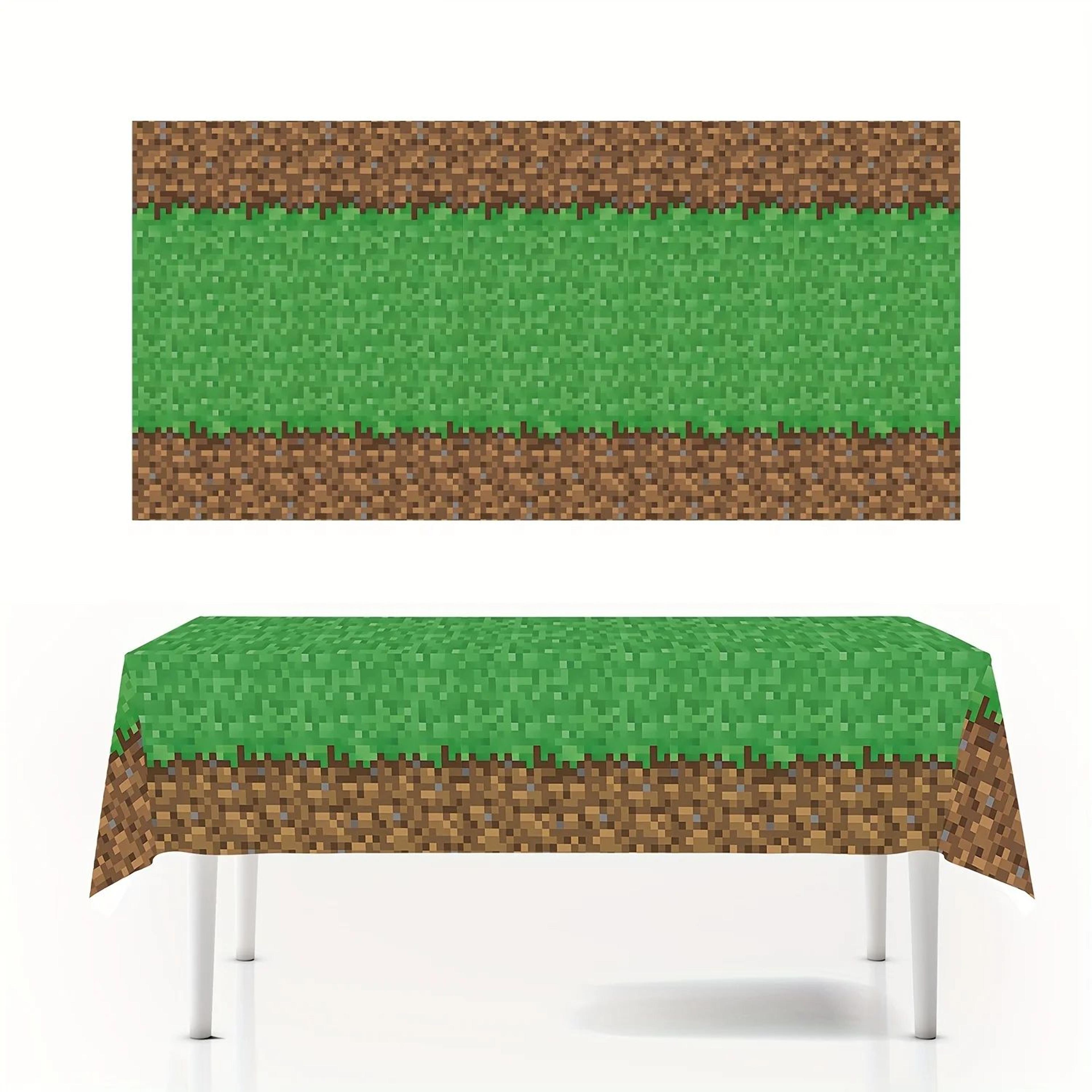 Green Pixel Lawn Disposable Rectangular Tablecloth  Party  Event Decoration Cover 4