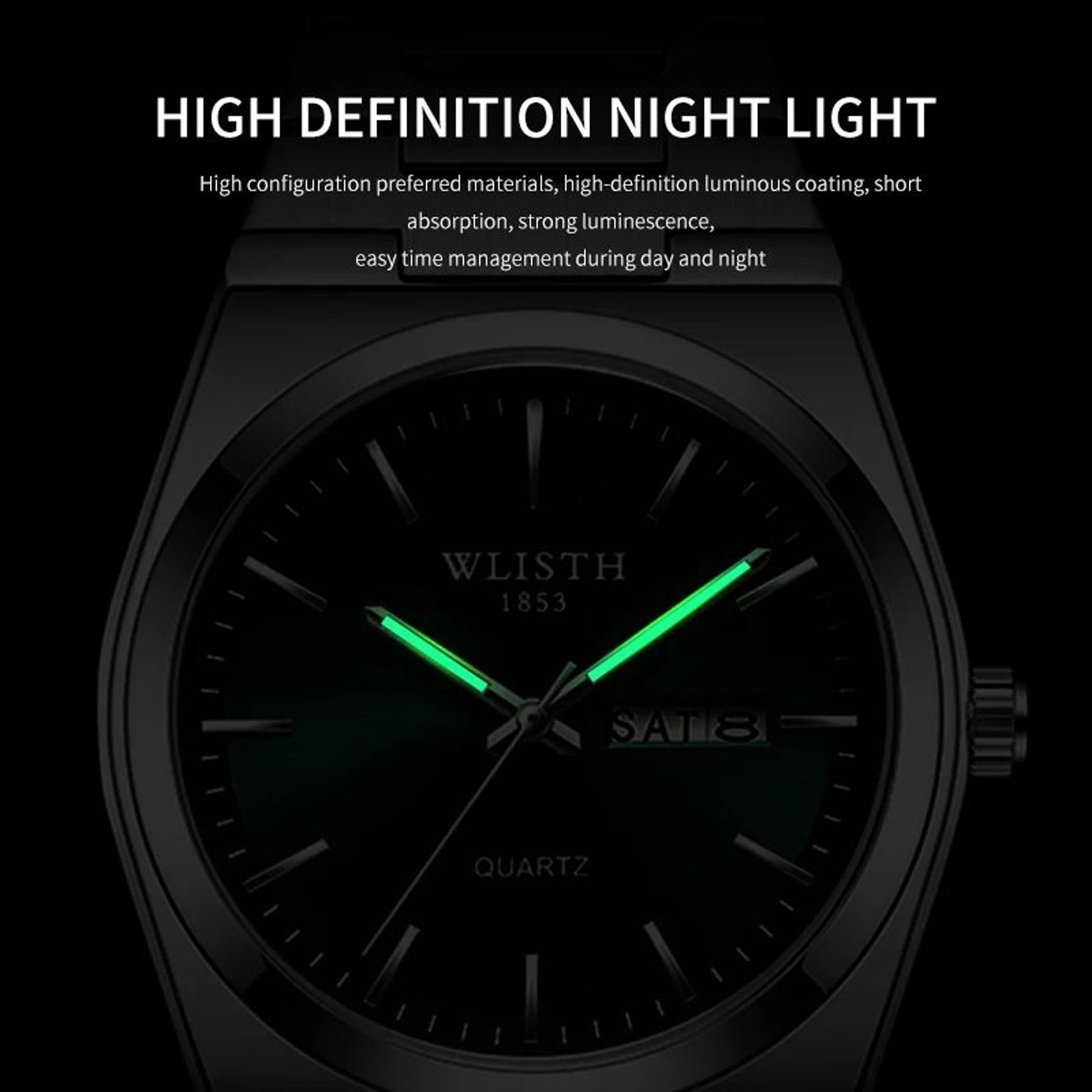 WLISTH Executive Waterproof Stainless Steel Mens Quartz Watch With Calendar  Week Display 5