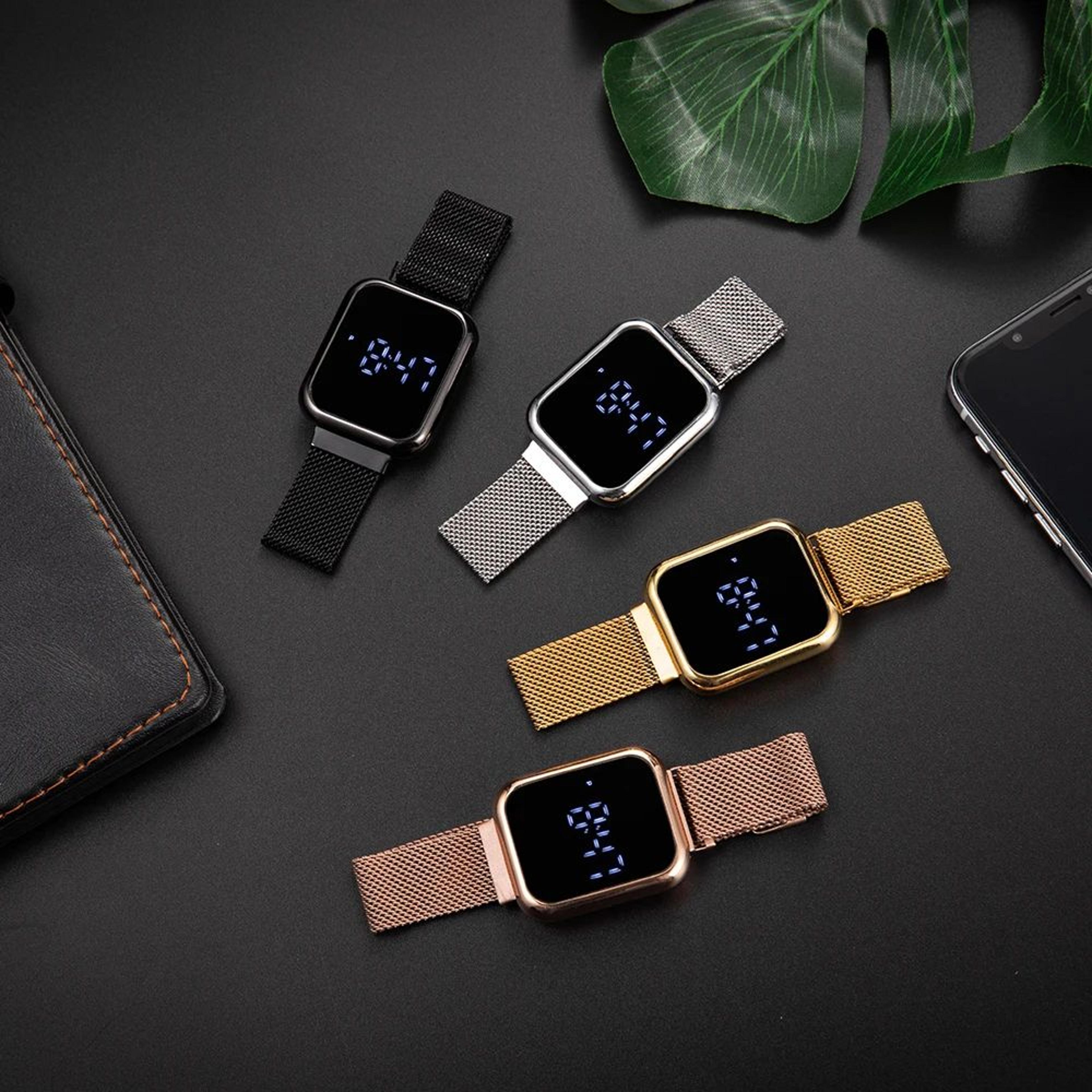 Luxury Digital Couple LED Watch  Stainless Steel Lover Bracelet Set 5