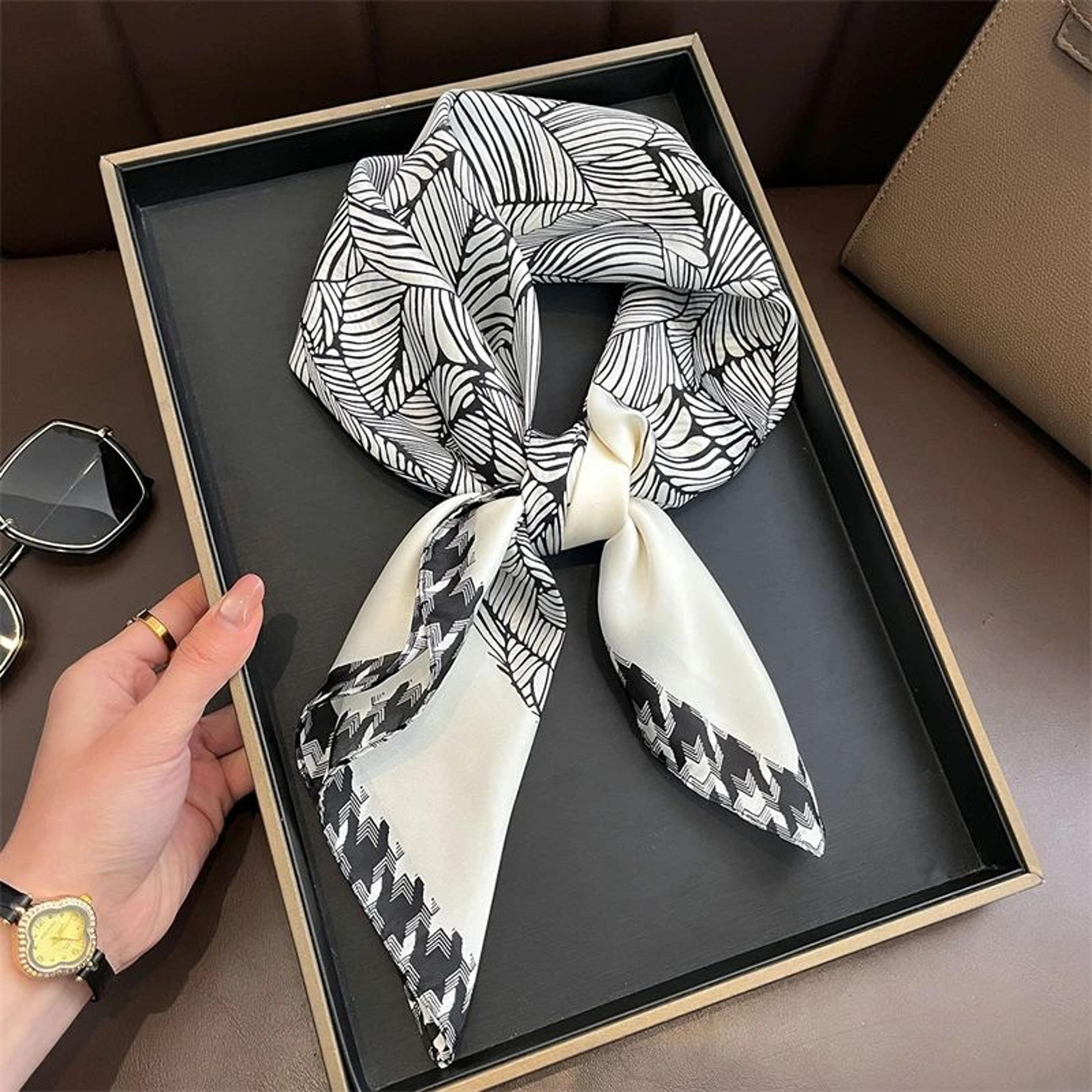 Elegant Lightweight Square Silk Scarf  Breathable Womens Neck  Hair Wrap 6