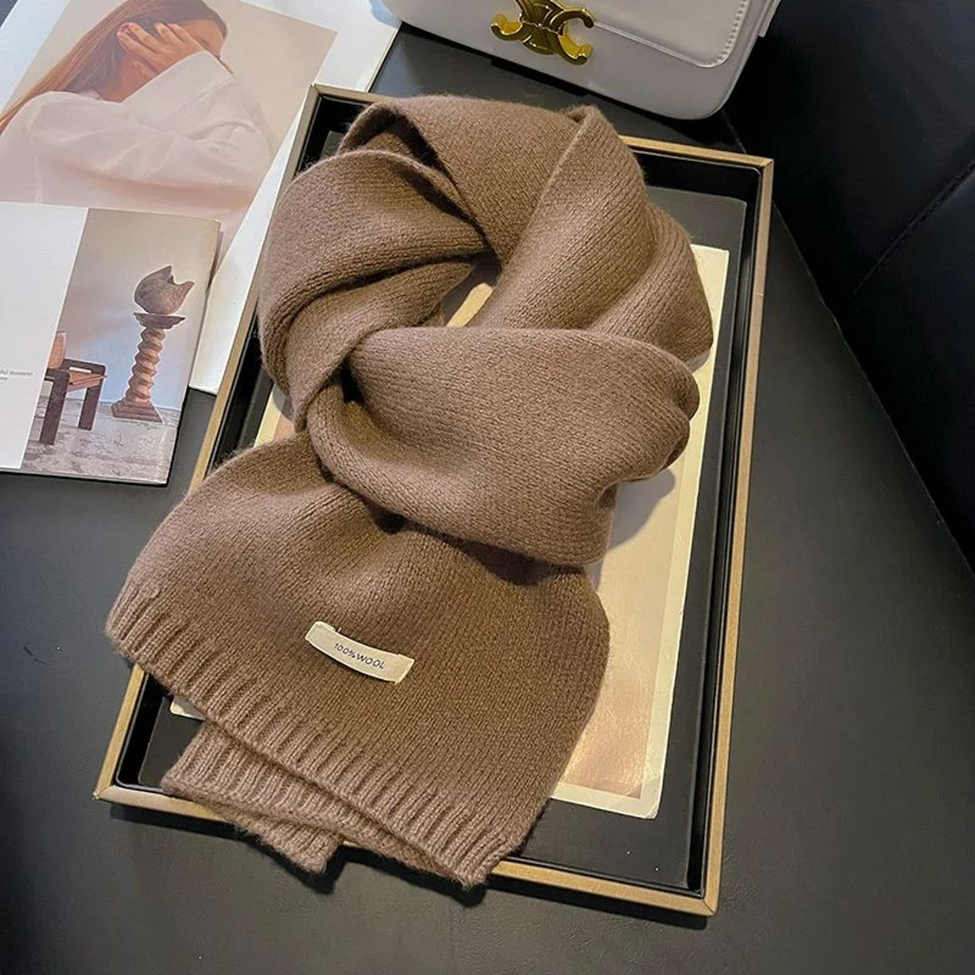 Premium Wool Knitted Winter Scarf  Thick Warm CashmereFeel Pashmina Shawl 12