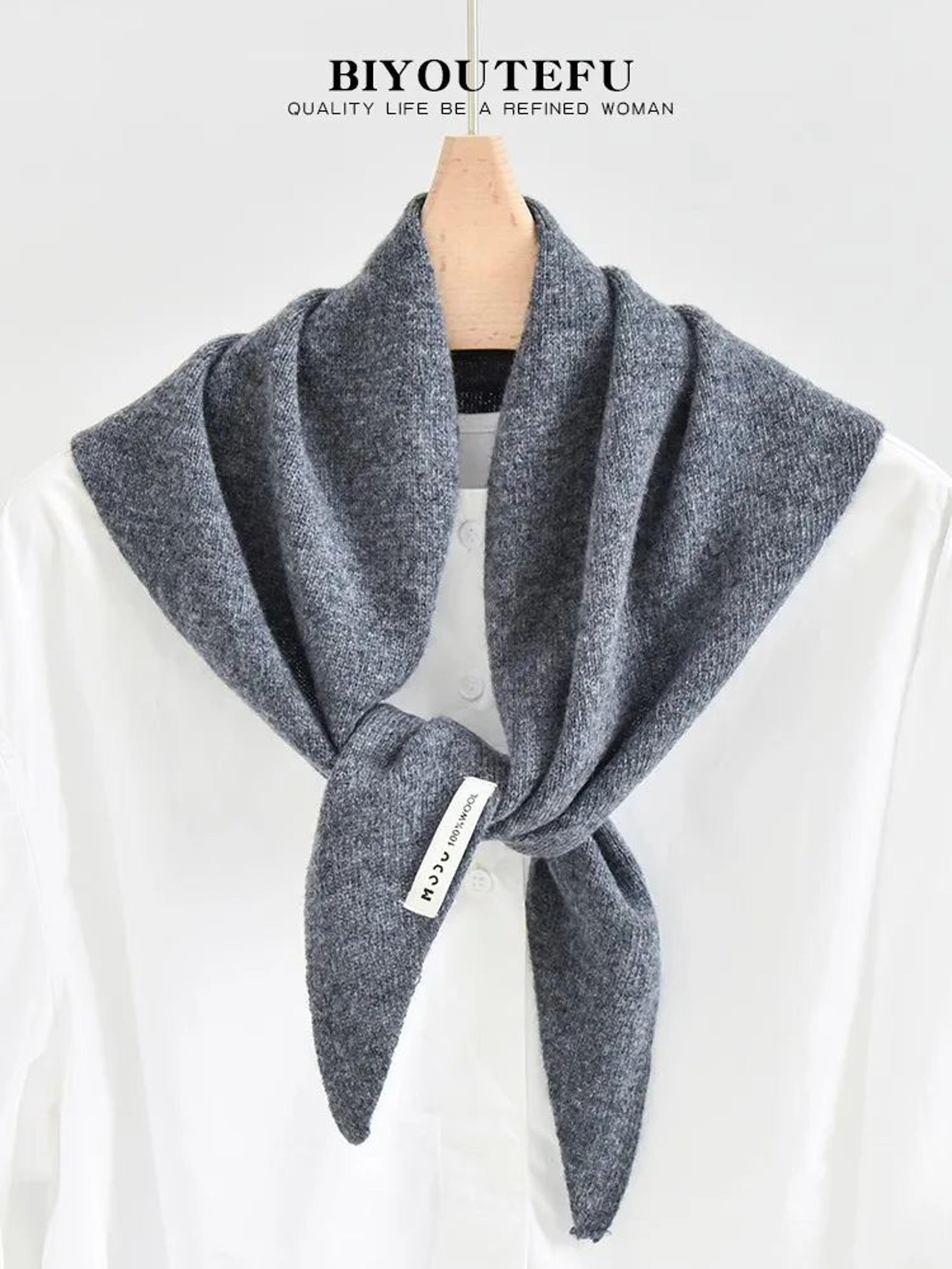 Australian Wool Knitted Triangle Scarf  Womens Warm Autumn Winter Neck Shawl 10