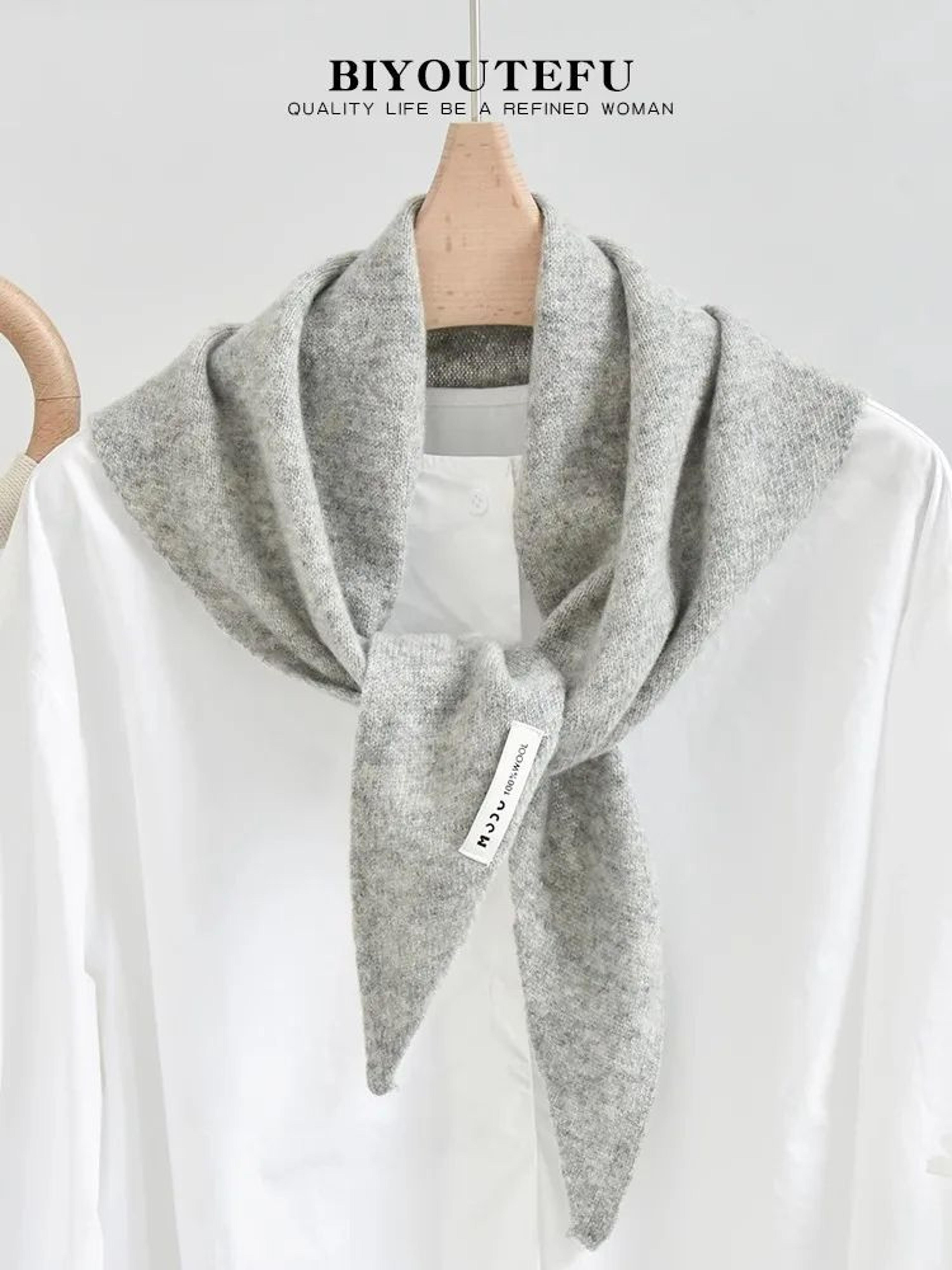 Australian Wool Knitted Triangle Scarf  Womens Warm Autumn Winter Neck Shawl 14