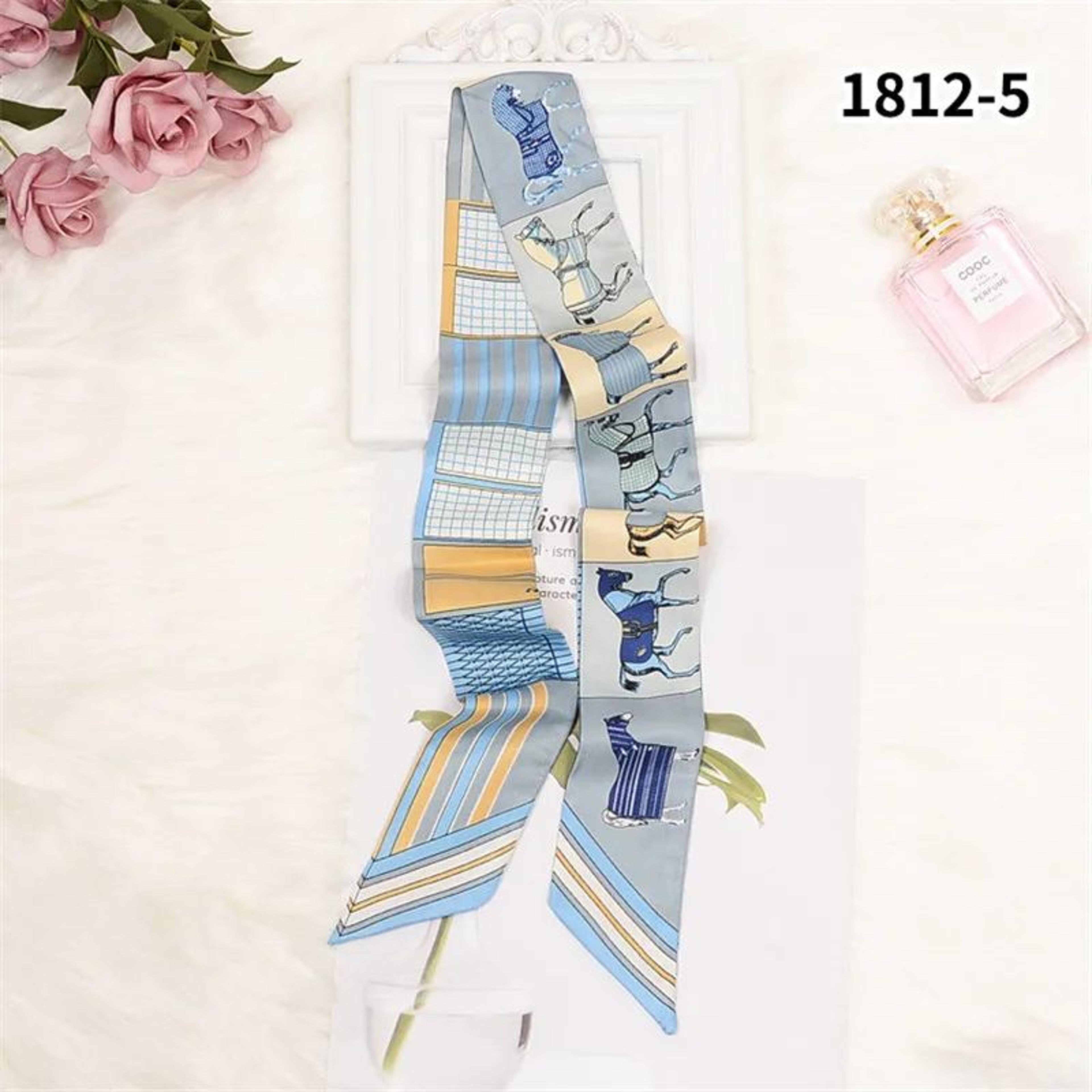 Horse Print Skinny Silk Scarf For Women  Luxury Designer Bag  Hair Tie Ribbon 3