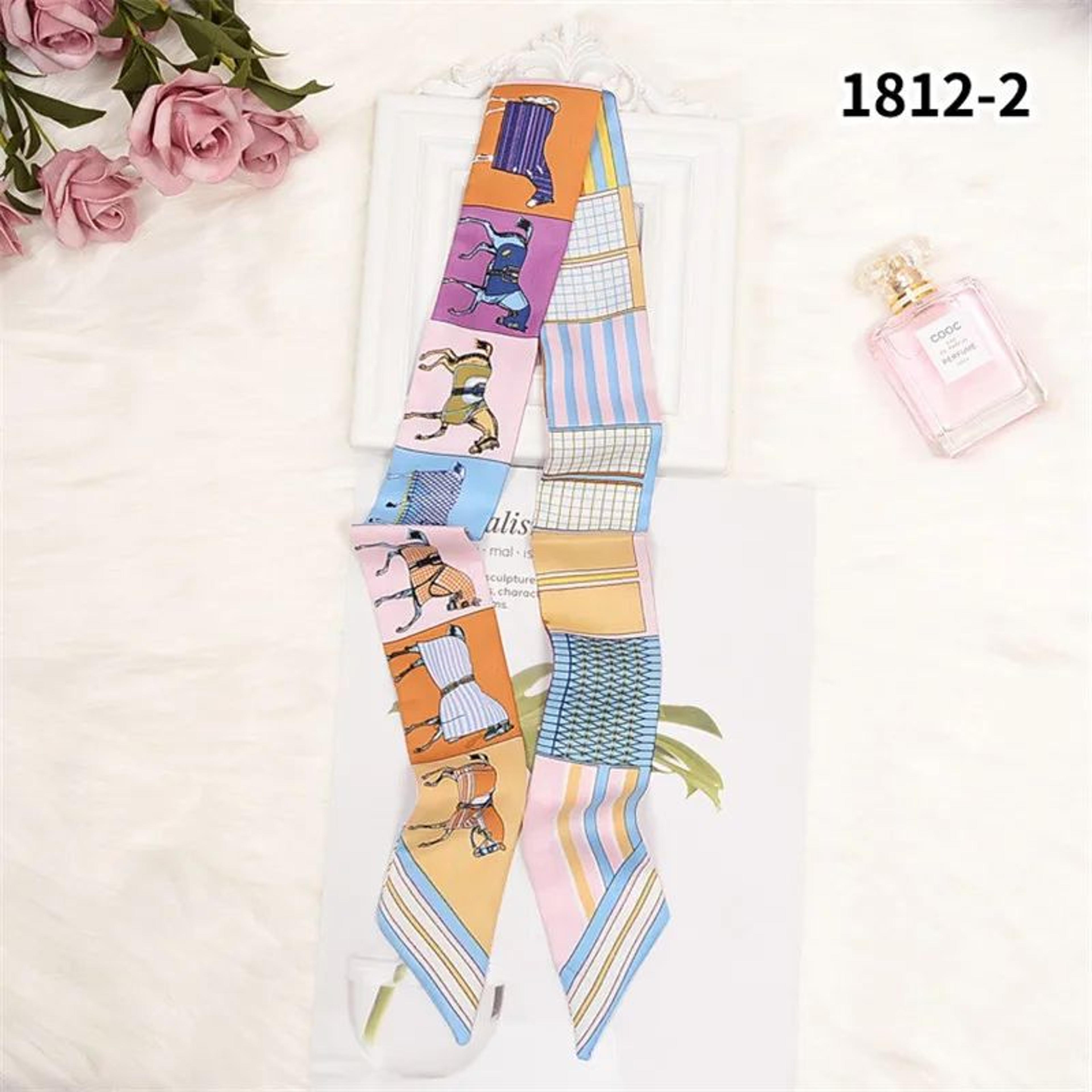 Horse Print Skinny Silk Scarf For Women  Luxury Designer Bag  Hair Tie Ribbon 7