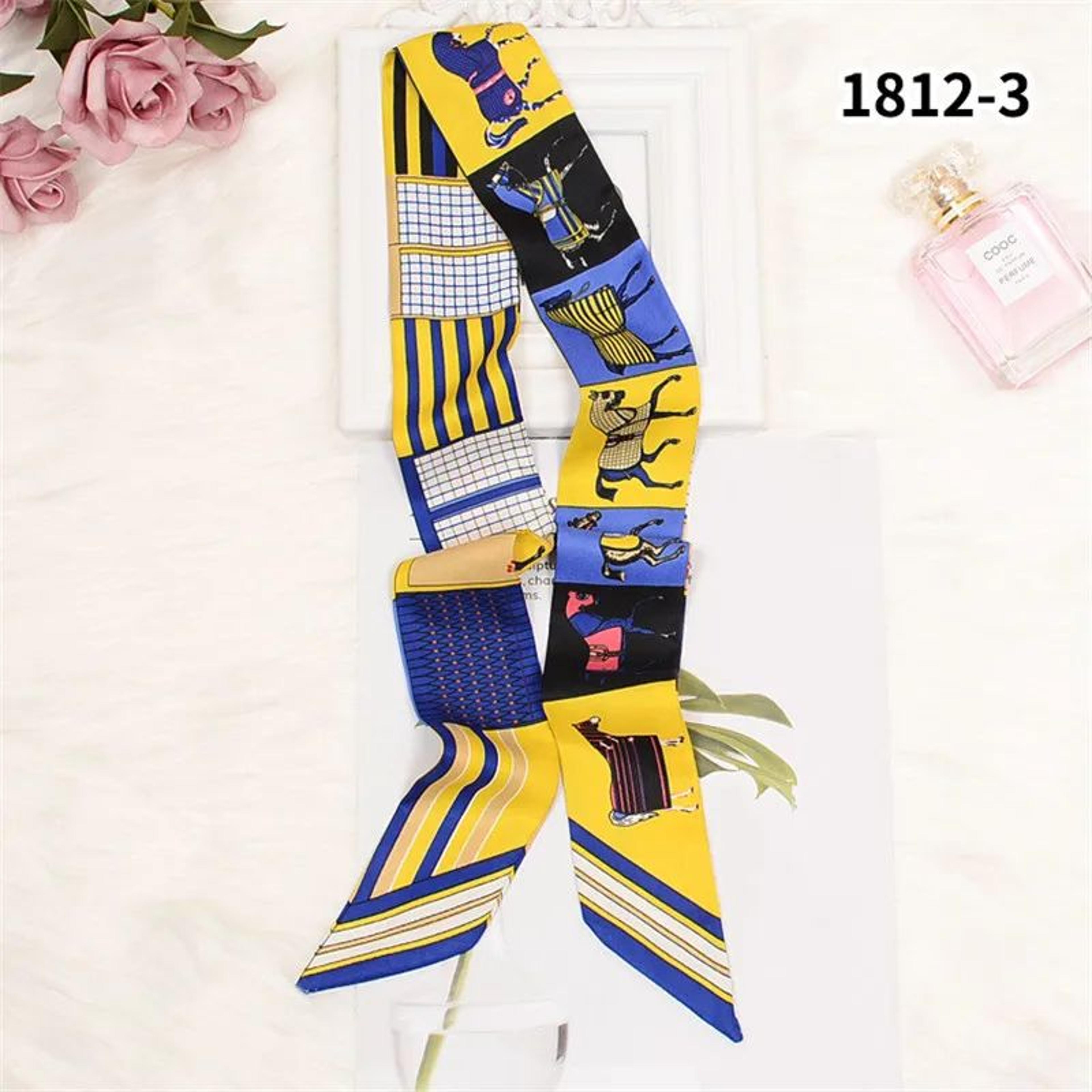 Horse Print Skinny Silk Scarf For Women  Luxury Designer Bag  Hair Tie Ribbon 8
