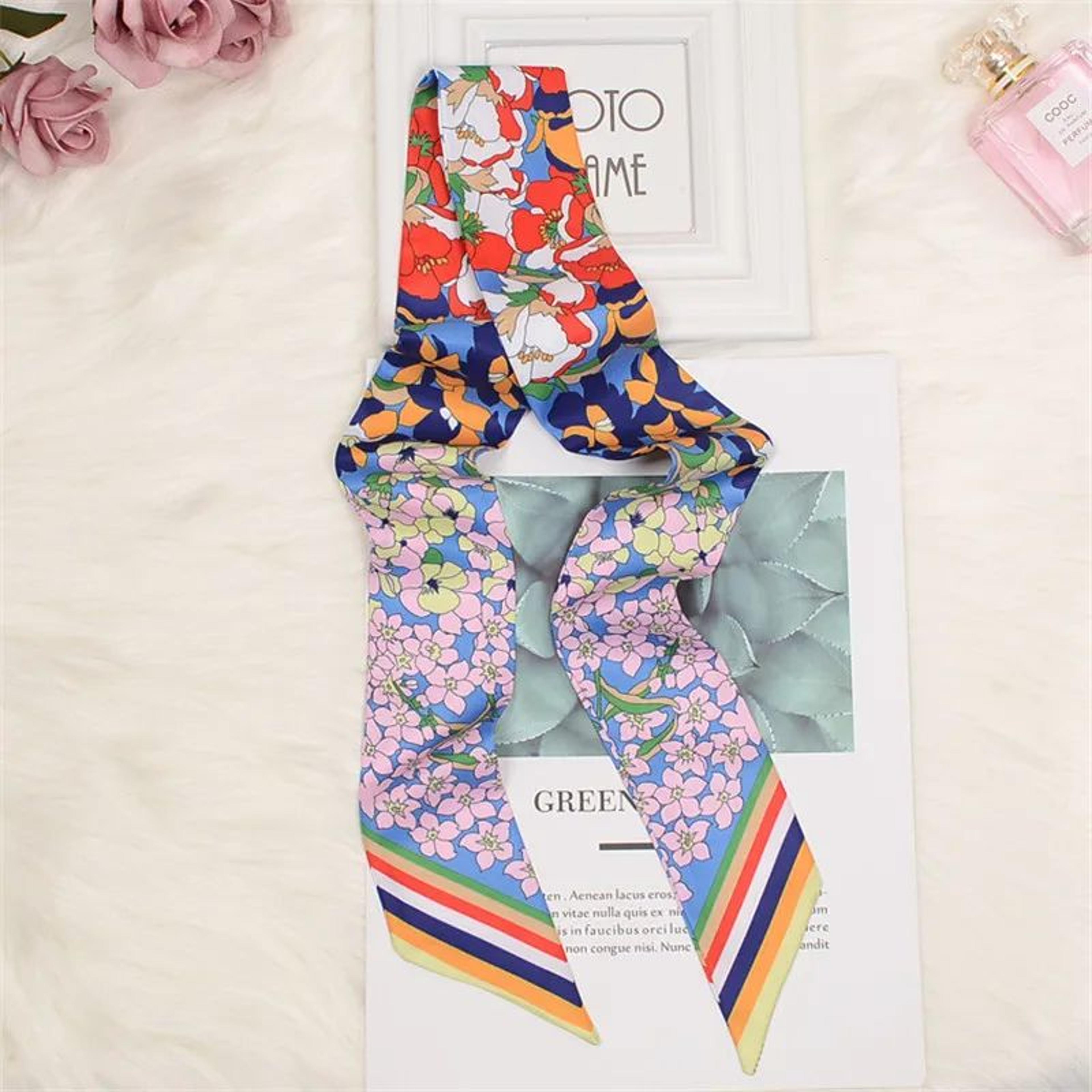 Horse Print Skinny Silk Scarf For Women  Luxury Designer Bag  Hair Tie Ribbon 15