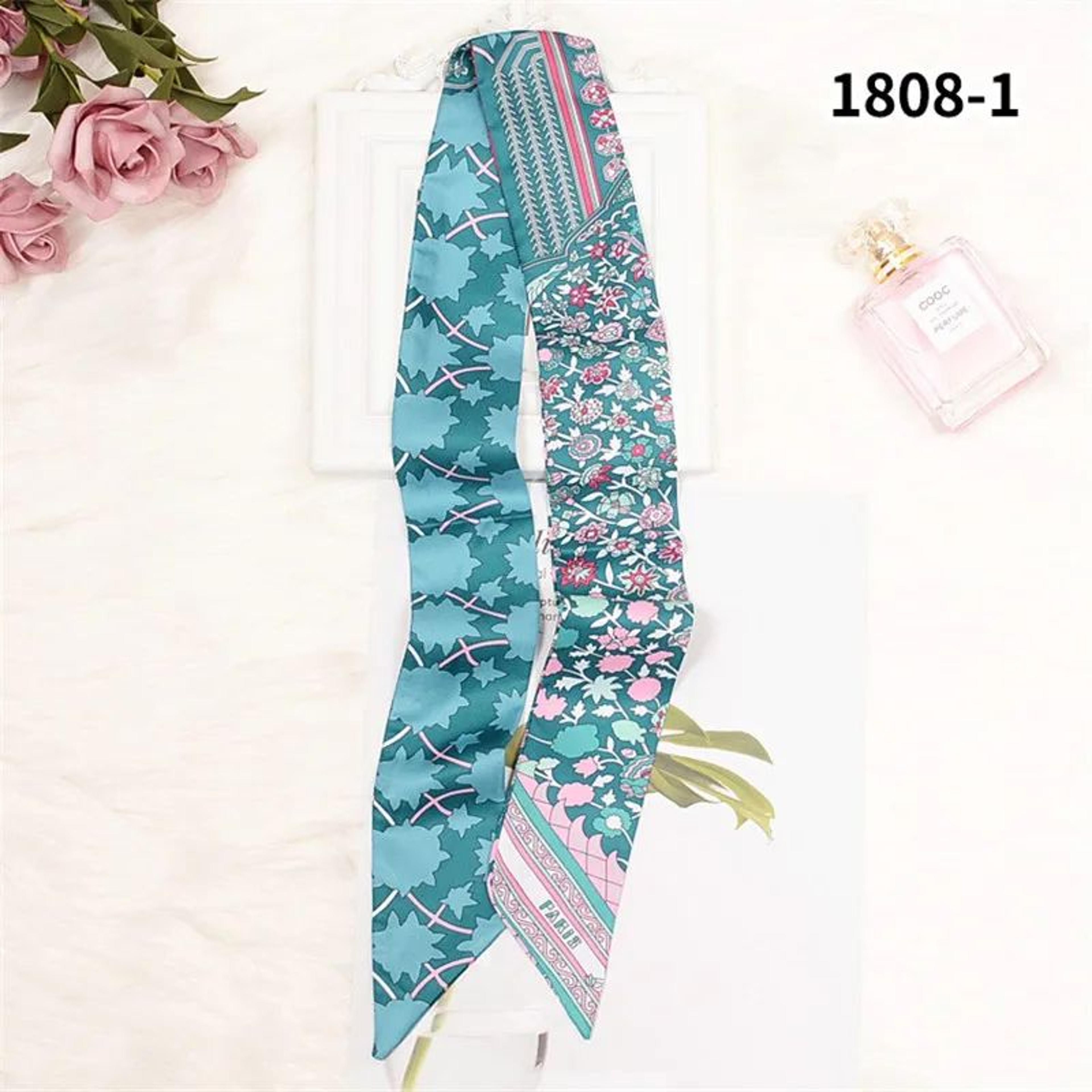 Horse Print Skinny Silk Scarf For Women  Luxury Designer Bag  Hair Tie Ribbon 19
