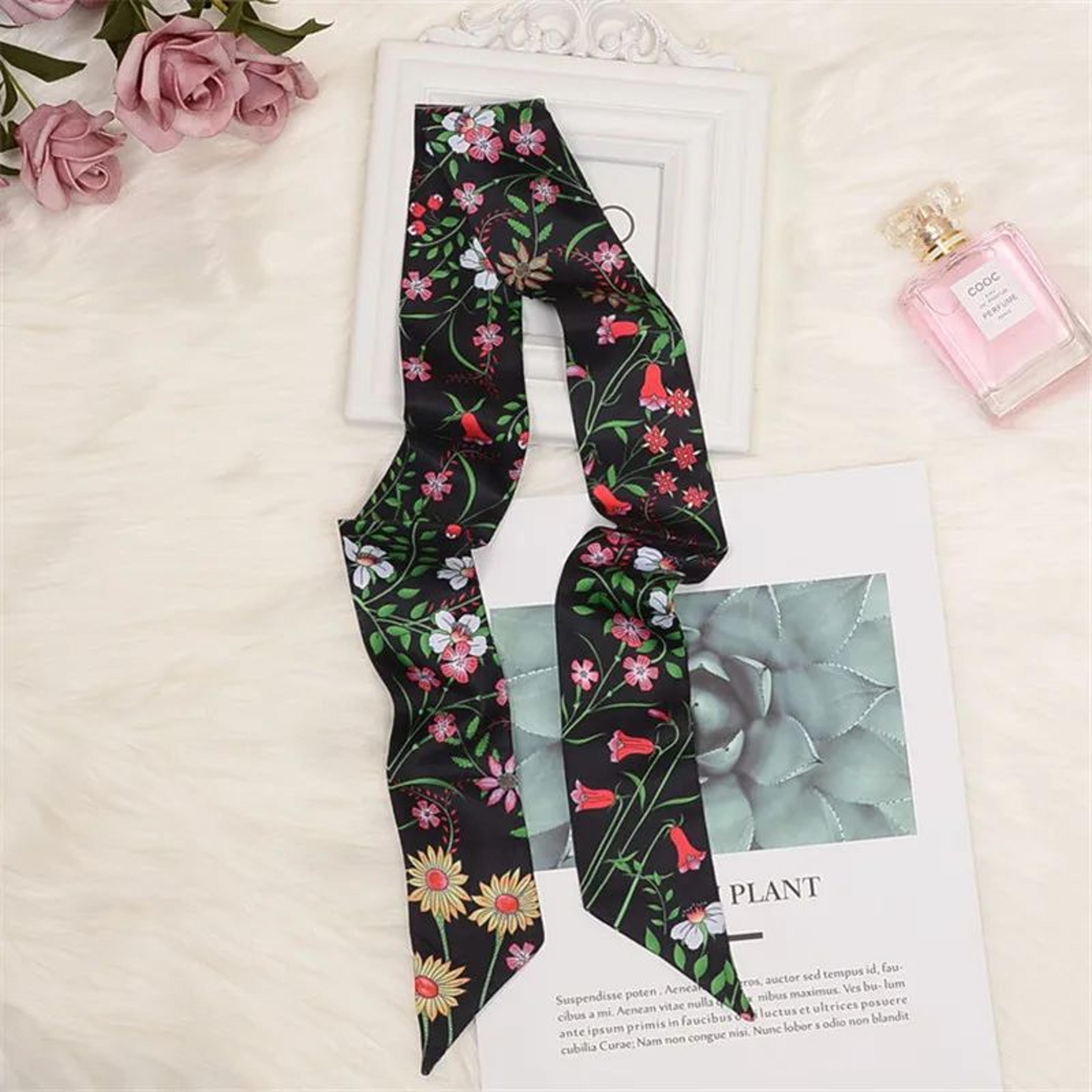 Horse Print Skinny Silk Scarf For Women  Luxury Designer Bag  Hair Tie Ribbon 24