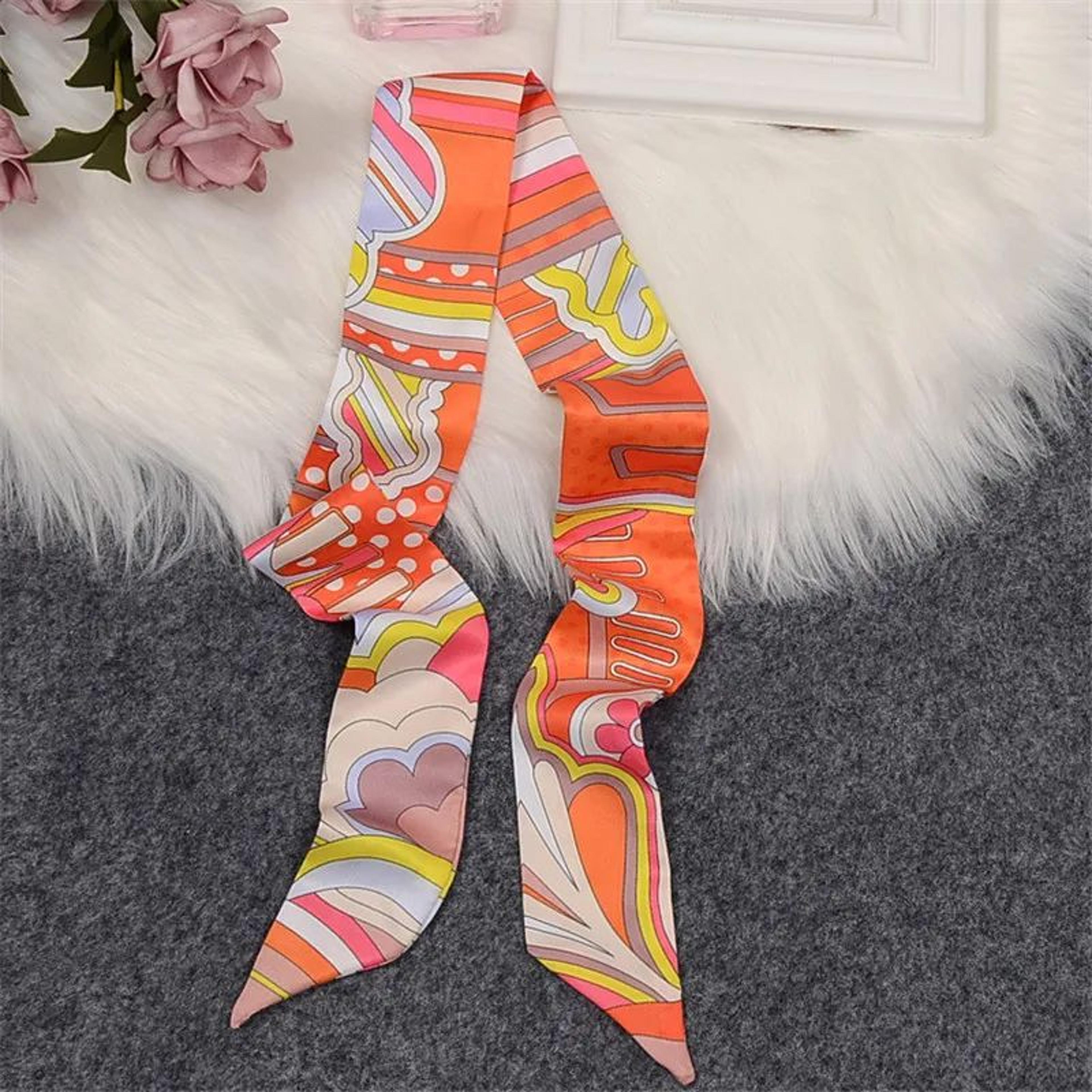 Horse Print Skinny Silk Scarf For Women  Luxury Designer Bag  Hair Tie Ribbon 29