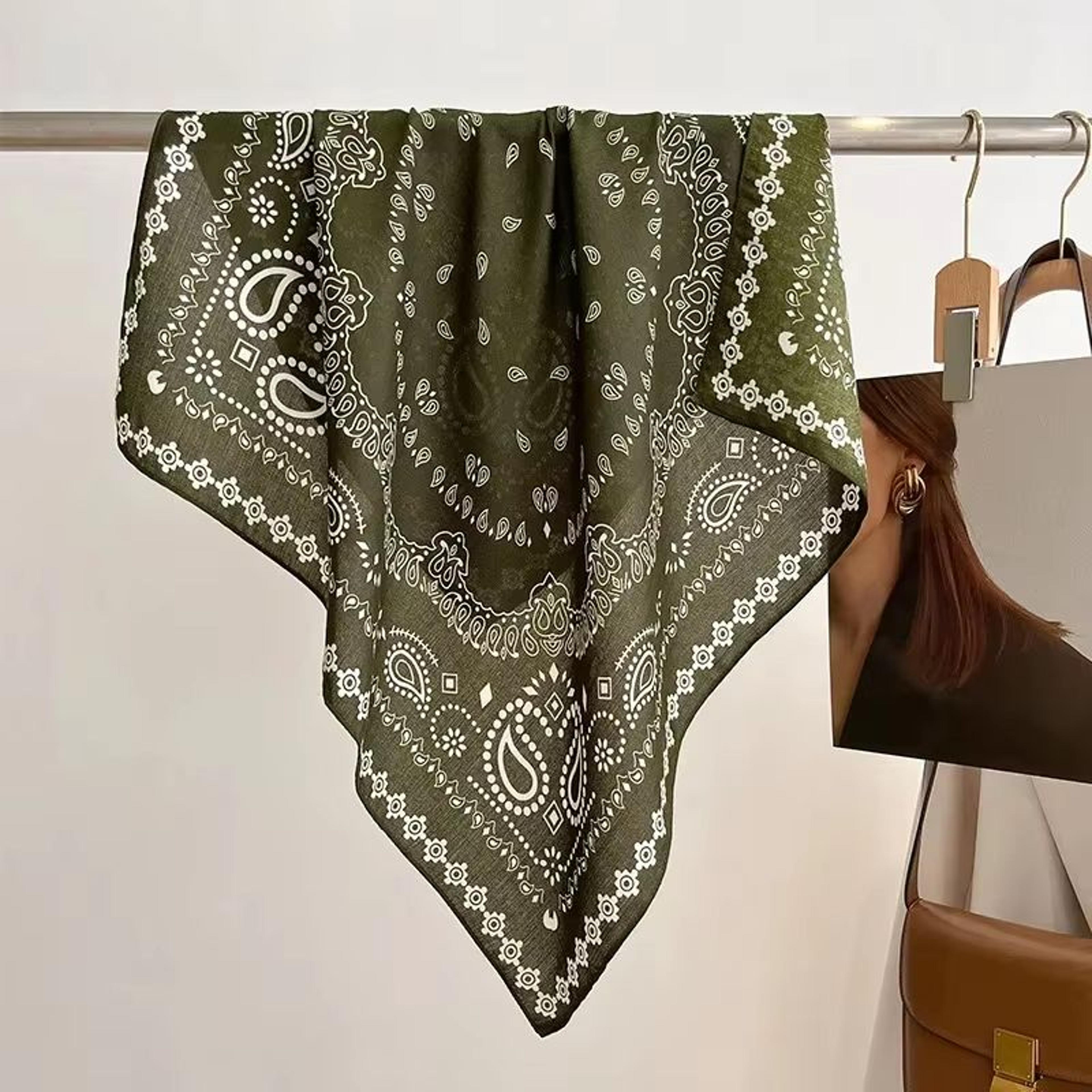 Pure Cotton Square Scarf For Women  Soft Printed Neck  Hair Foulard 9