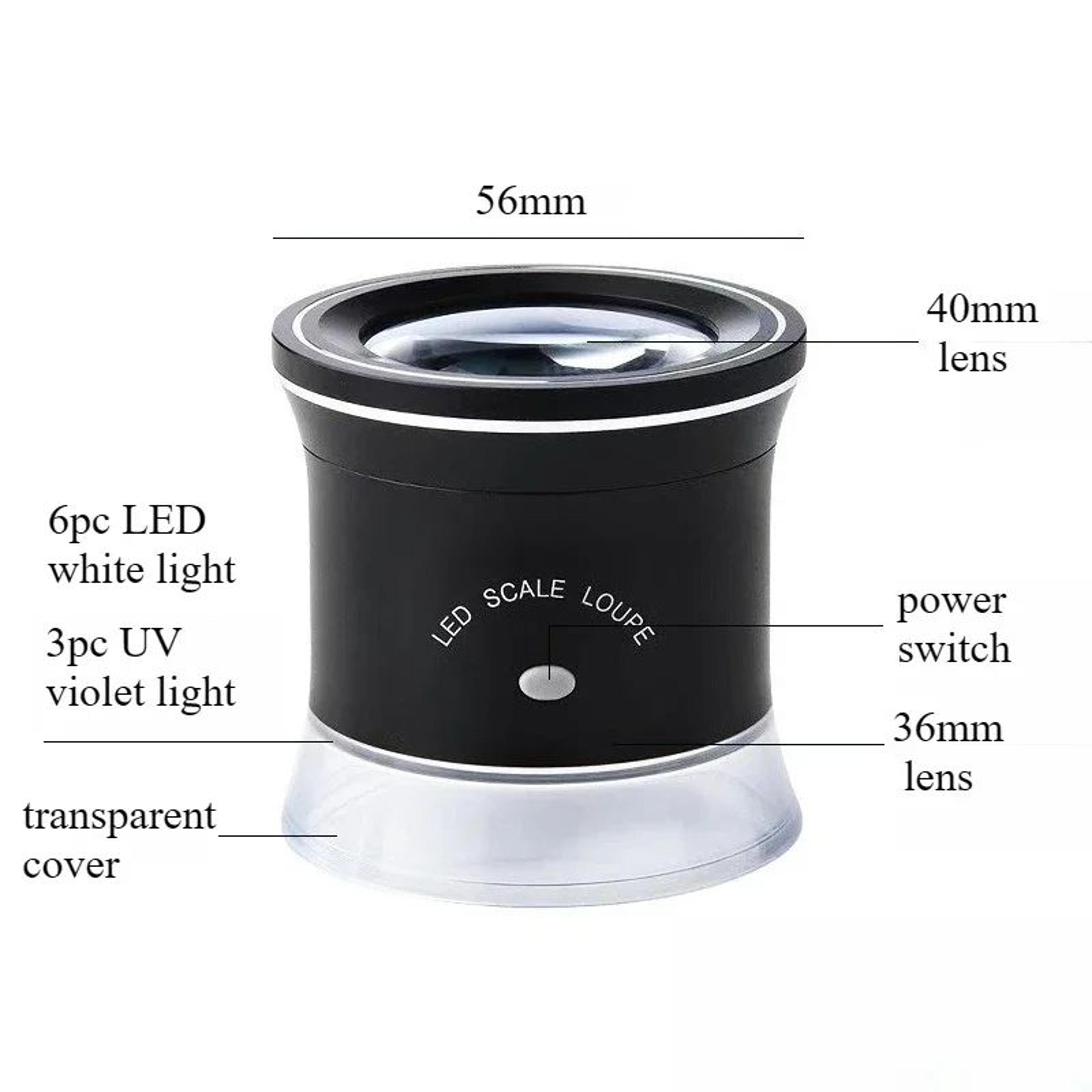30X Portable LED  UV Jewelry Magnifier With Angle And Cross Scoring Plate  Rechargeable Pocket Loup 4