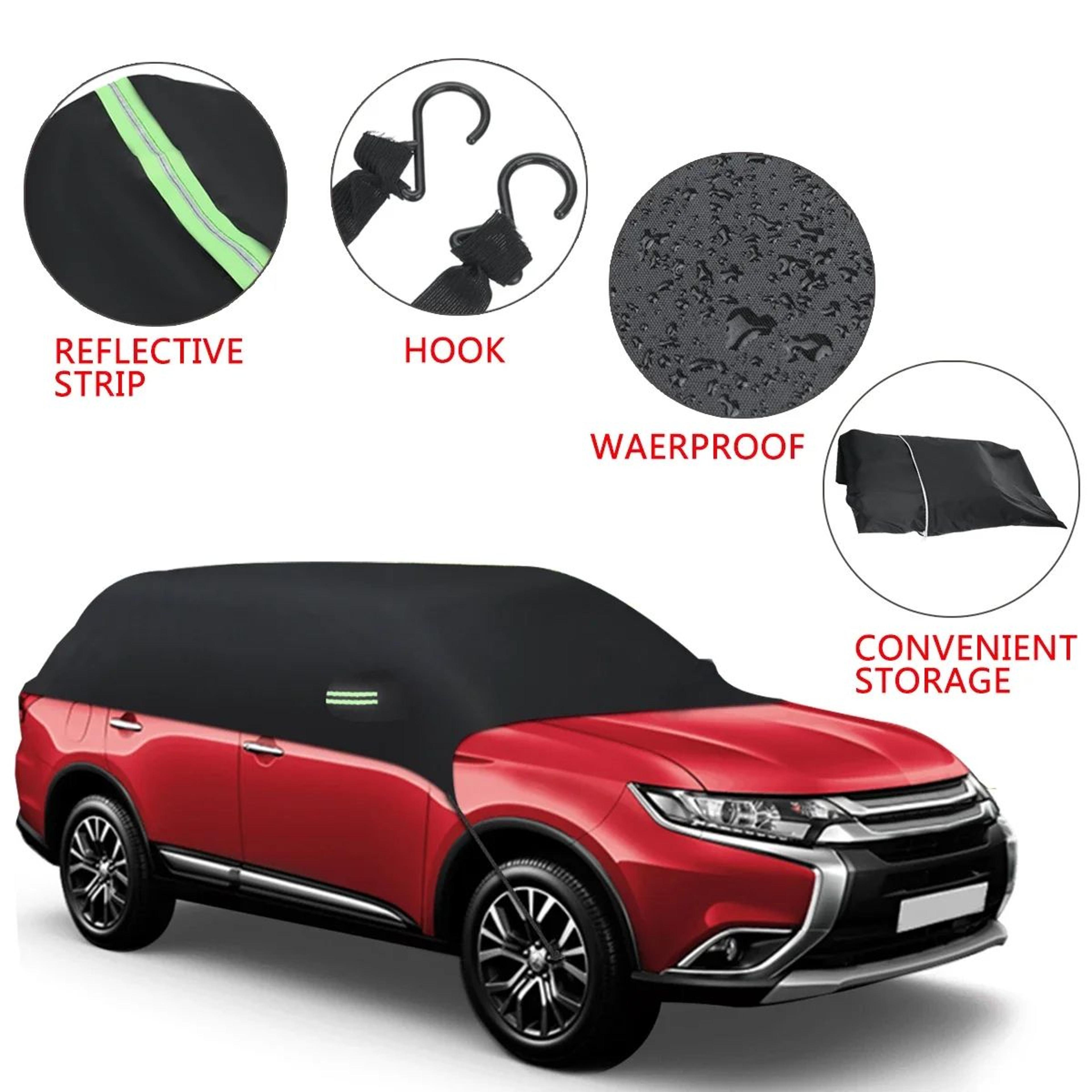 Universal Half Car Cover Waterproof Sun UV Snow Dust Protection  Durable 190T Reflective Car Sun Sh 1