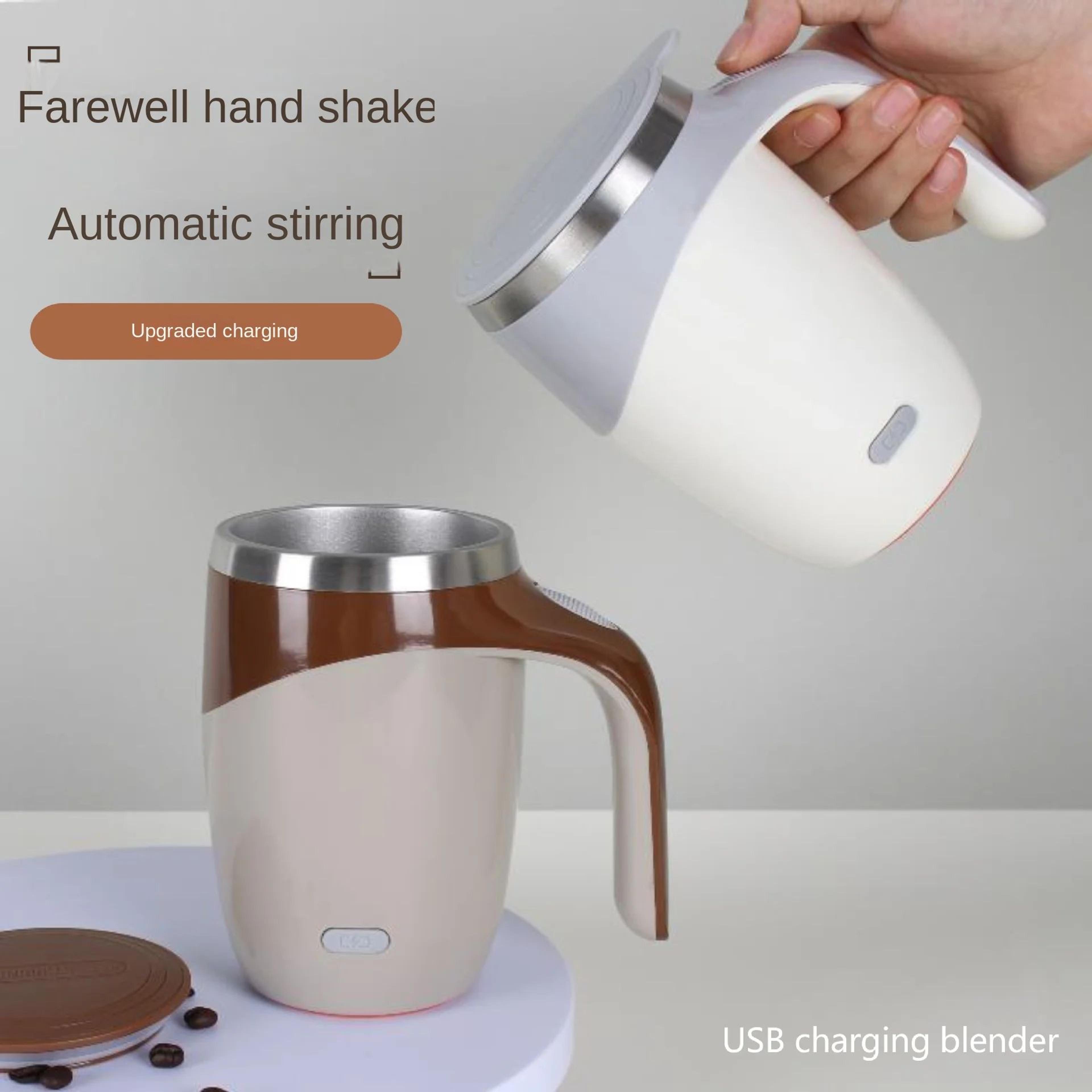 automatic self-stirring stainless steel mug – usb rechargeable electric coffee mixing thermal cup
